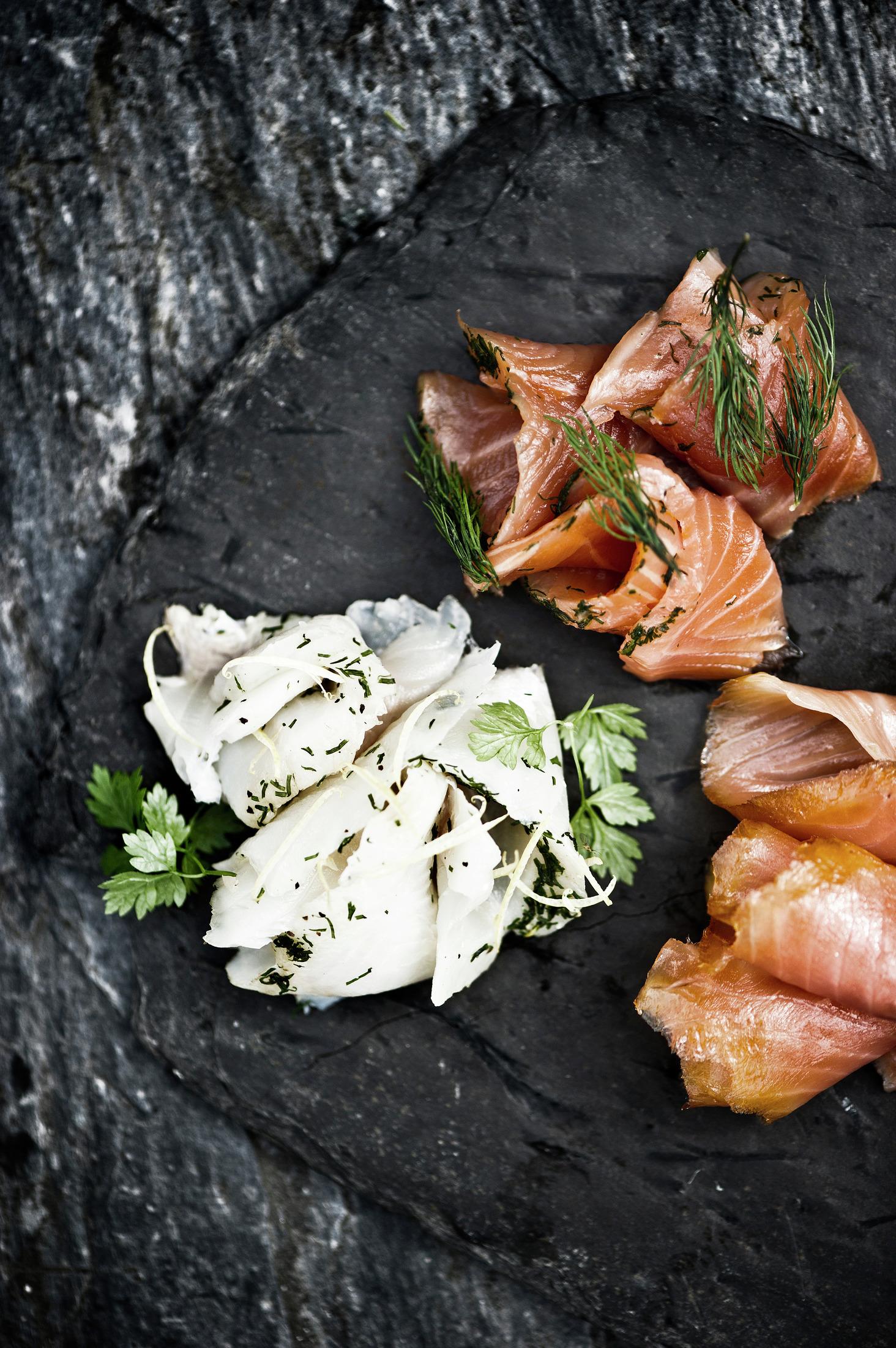 Local ingredients on a plate at Hotel Union, Geiranger