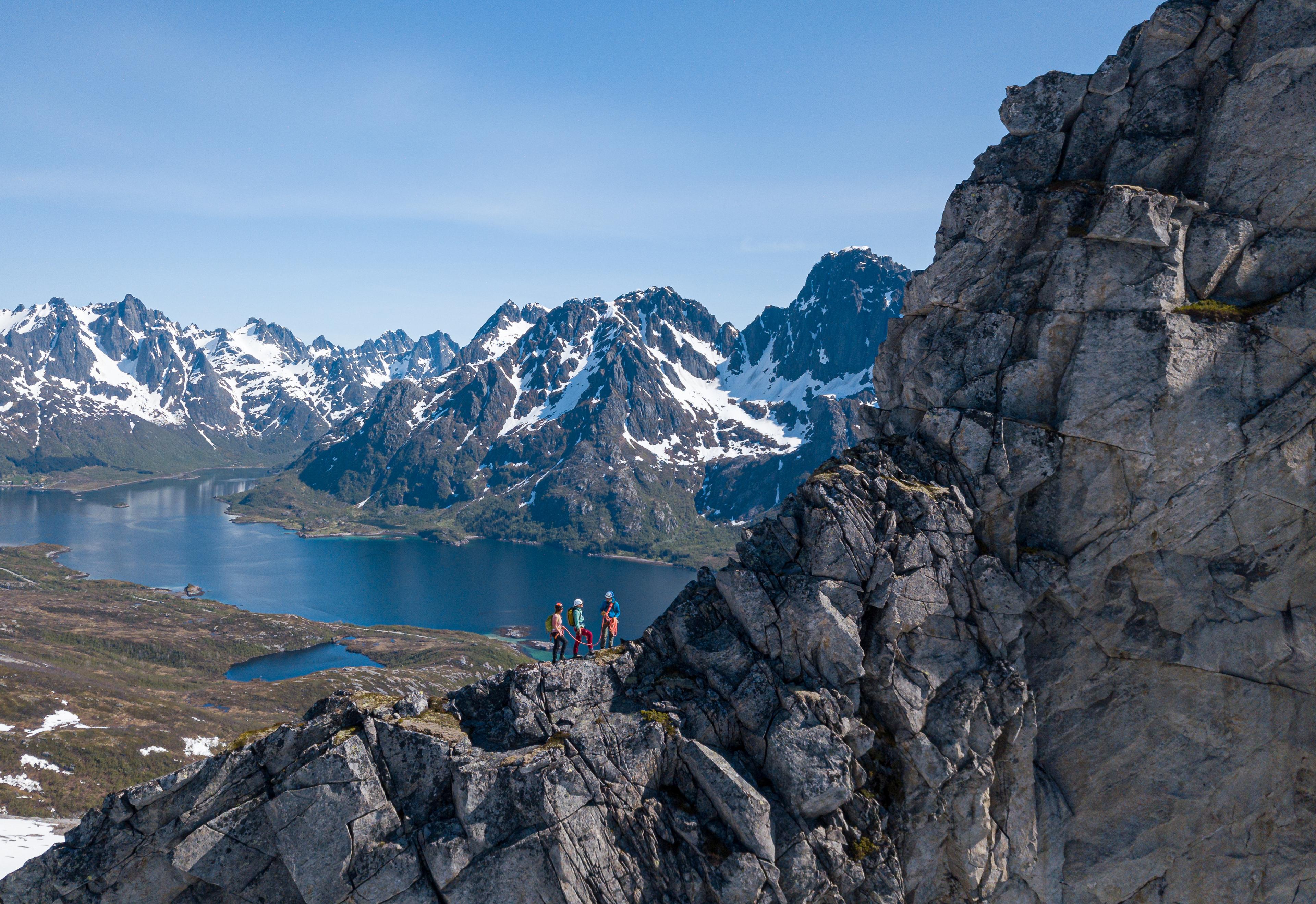 People climbing in Lofoten
