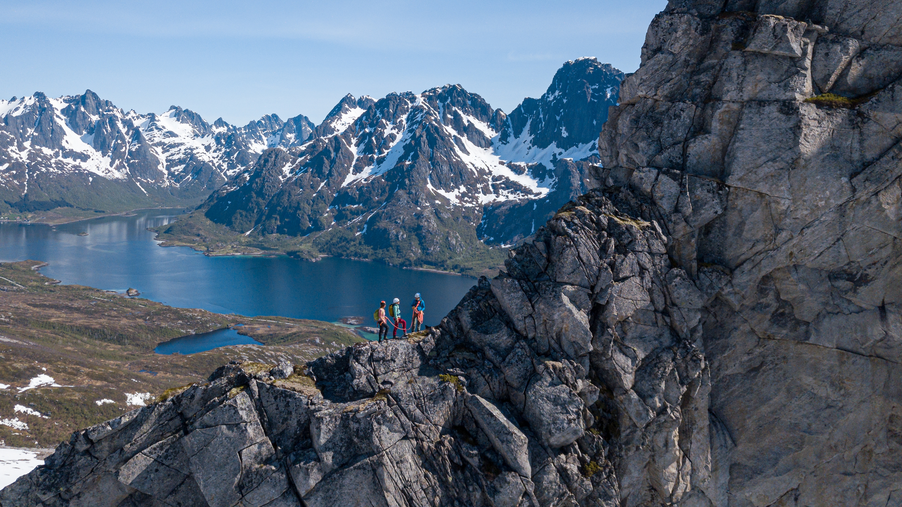 People climbing in Lofoten
