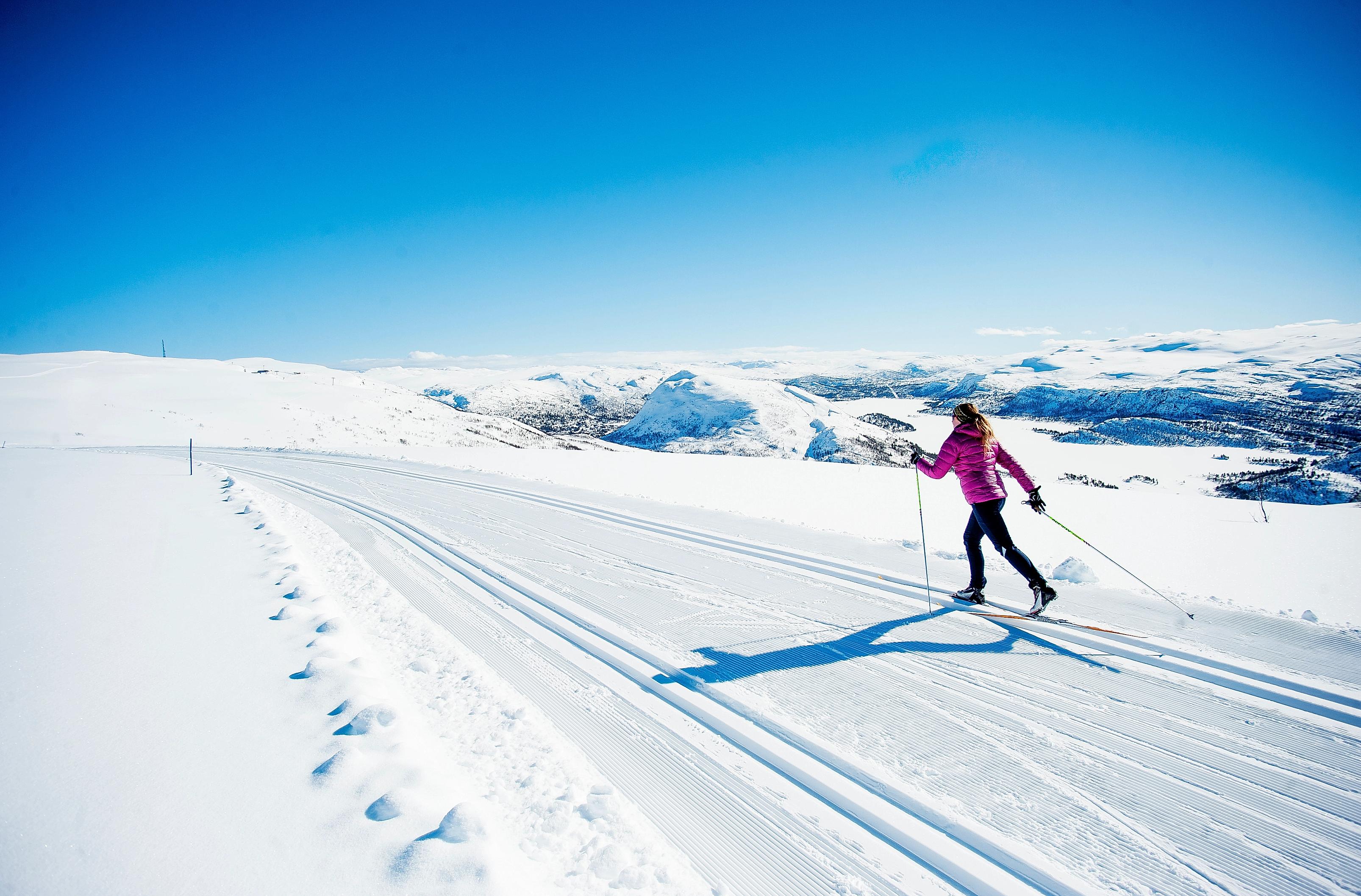 A person cross-country skiing at Hovden, Southern Norway