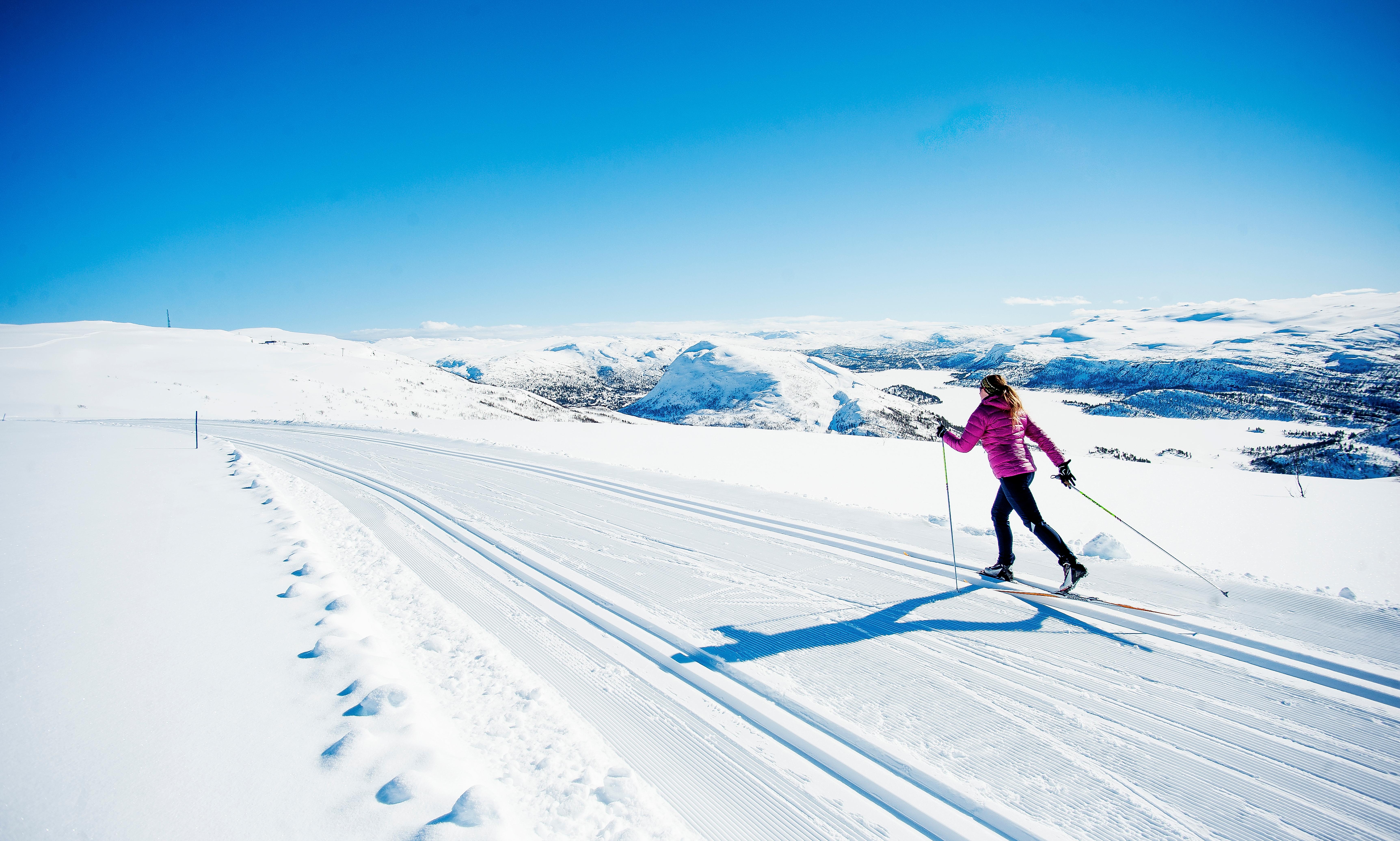 A person cross-country skiing at Hovden, Southern Norway