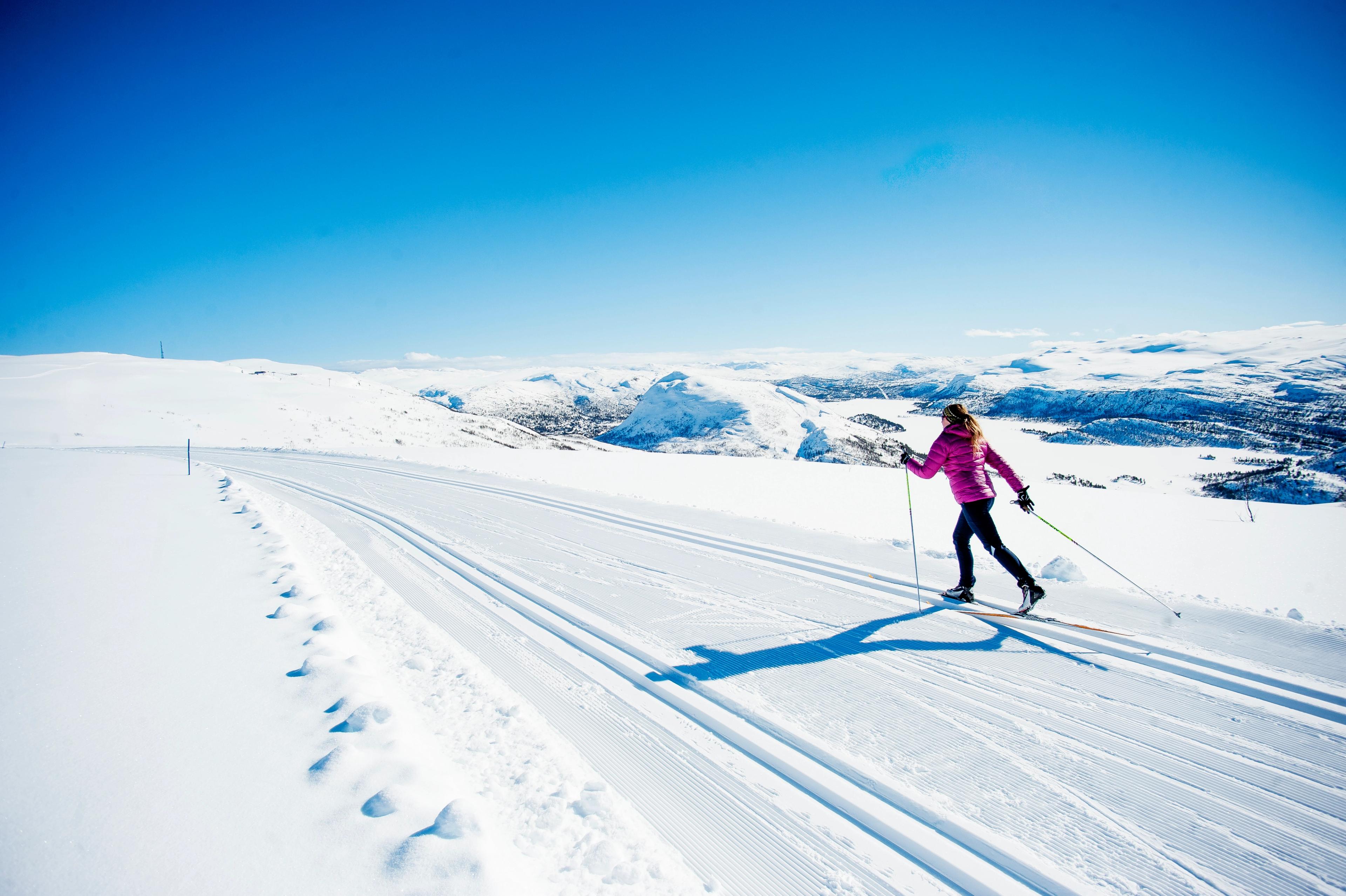 A person cross-country skiing at Hovden, Southern Norway