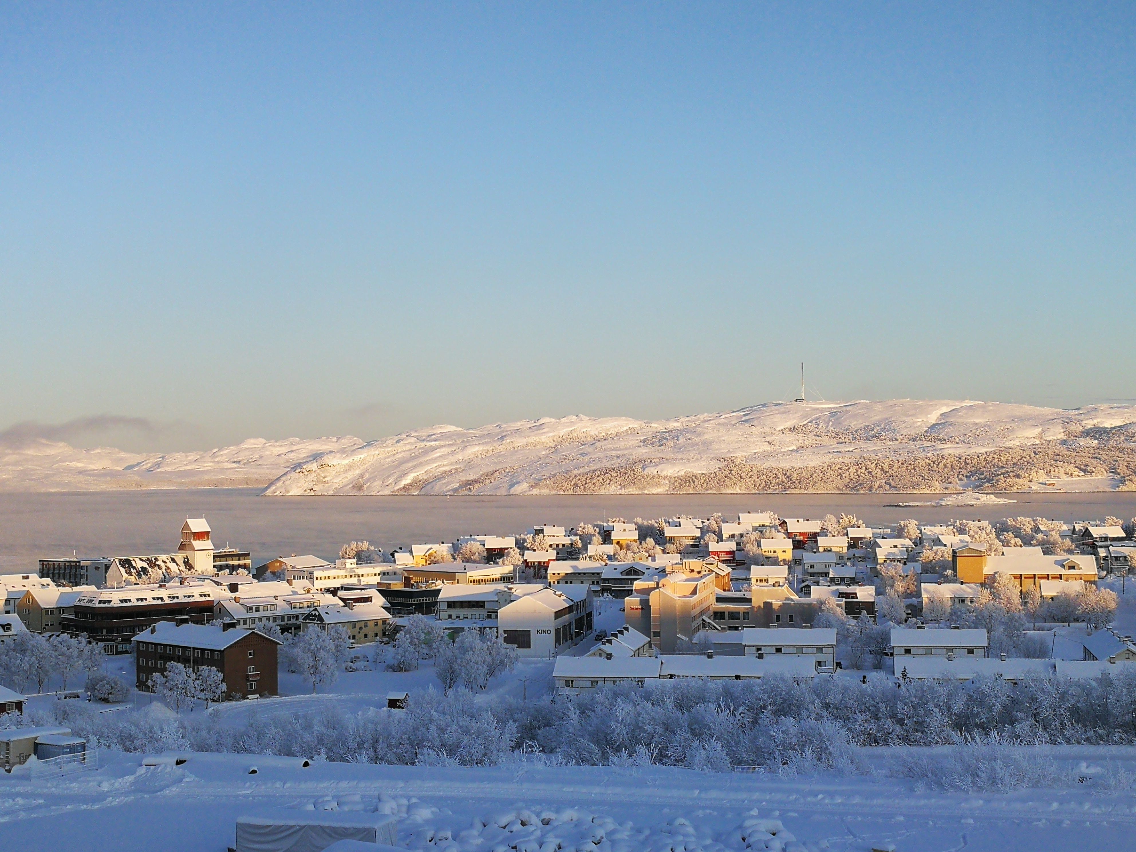 Kirkenes in Northern Norway covered in snow