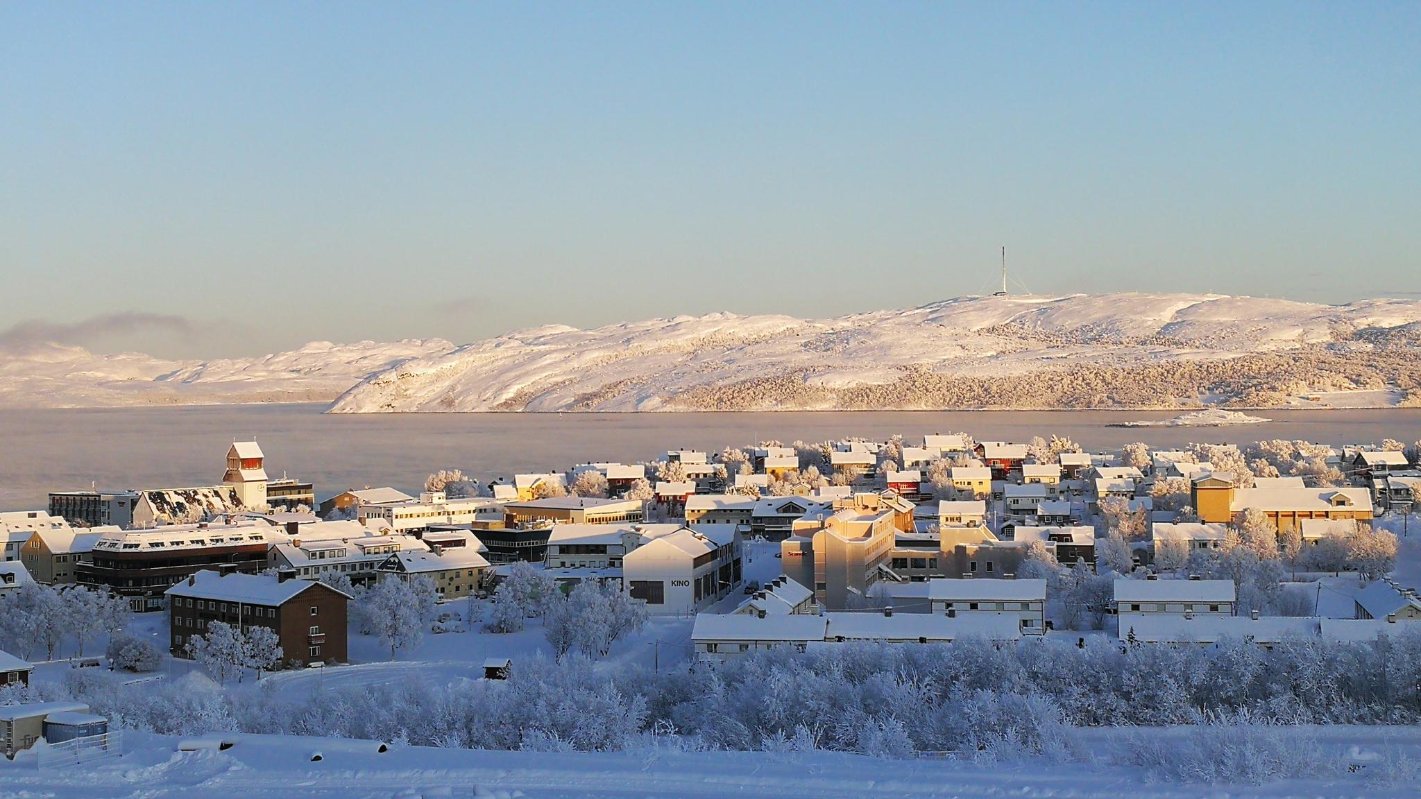 Kirkenes in Northern Norway covered in snow