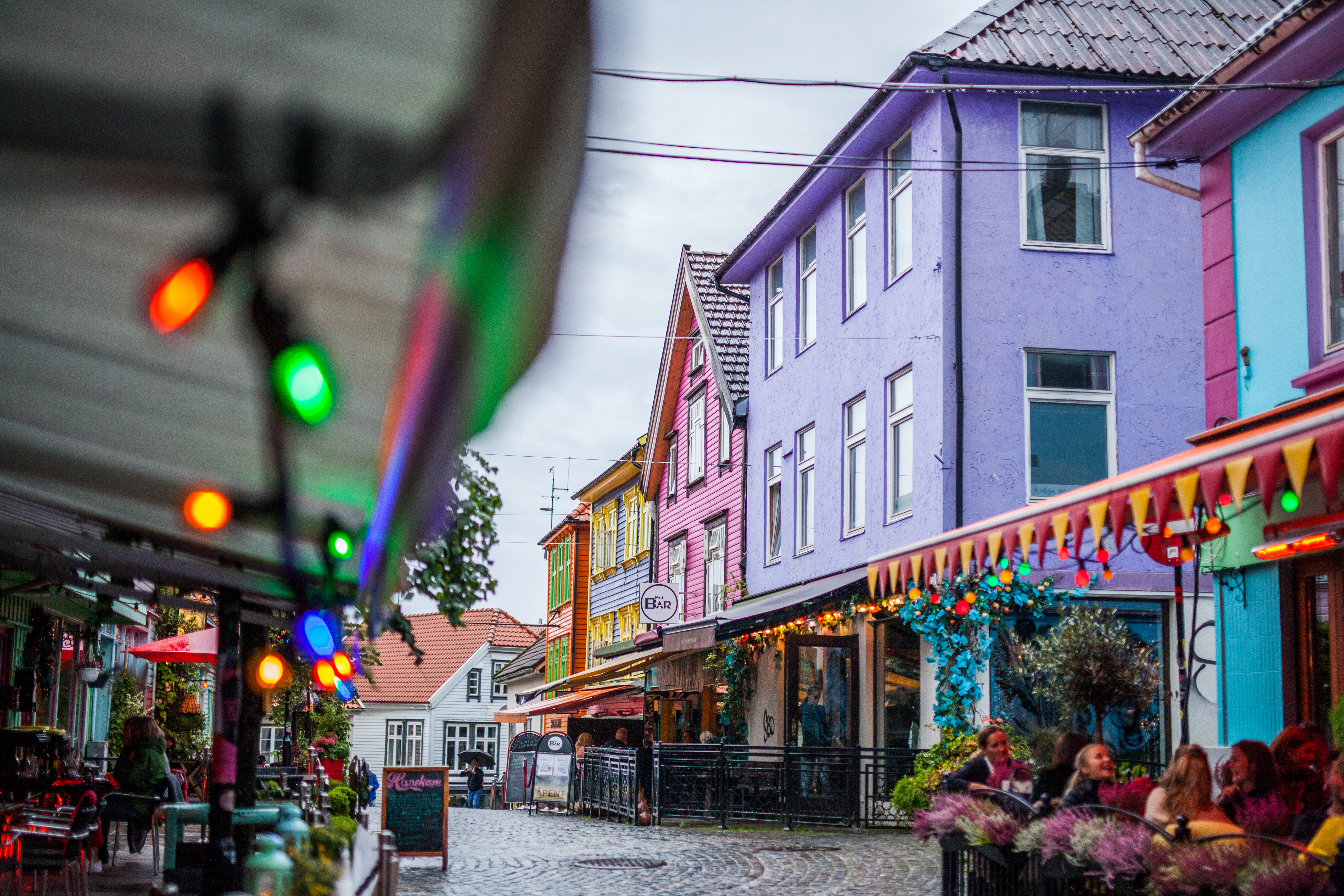 The colorful street, Fargegaten, in Stavanger, Norway