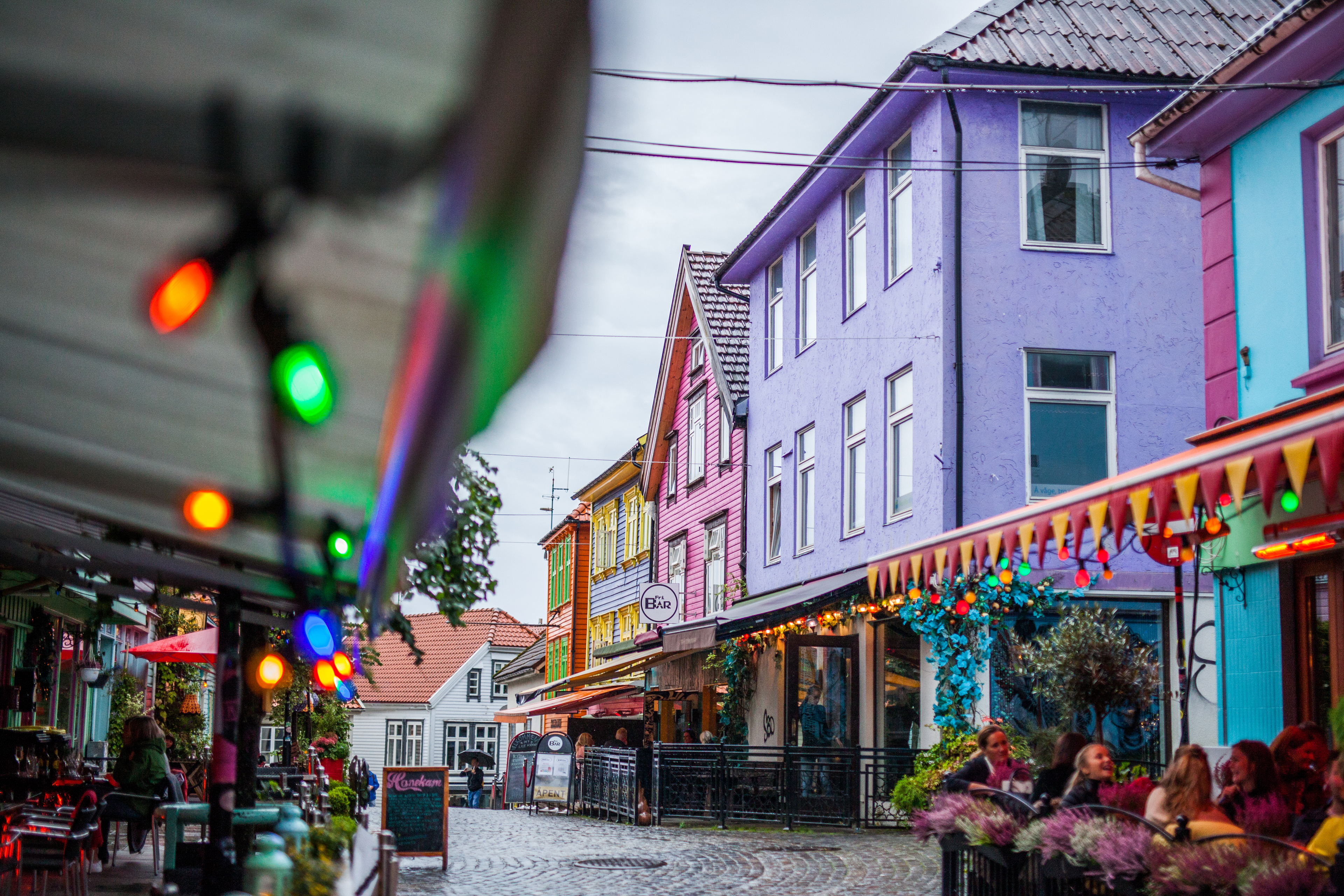 The colorful street, Fargegaten, in Stavanger, Norway