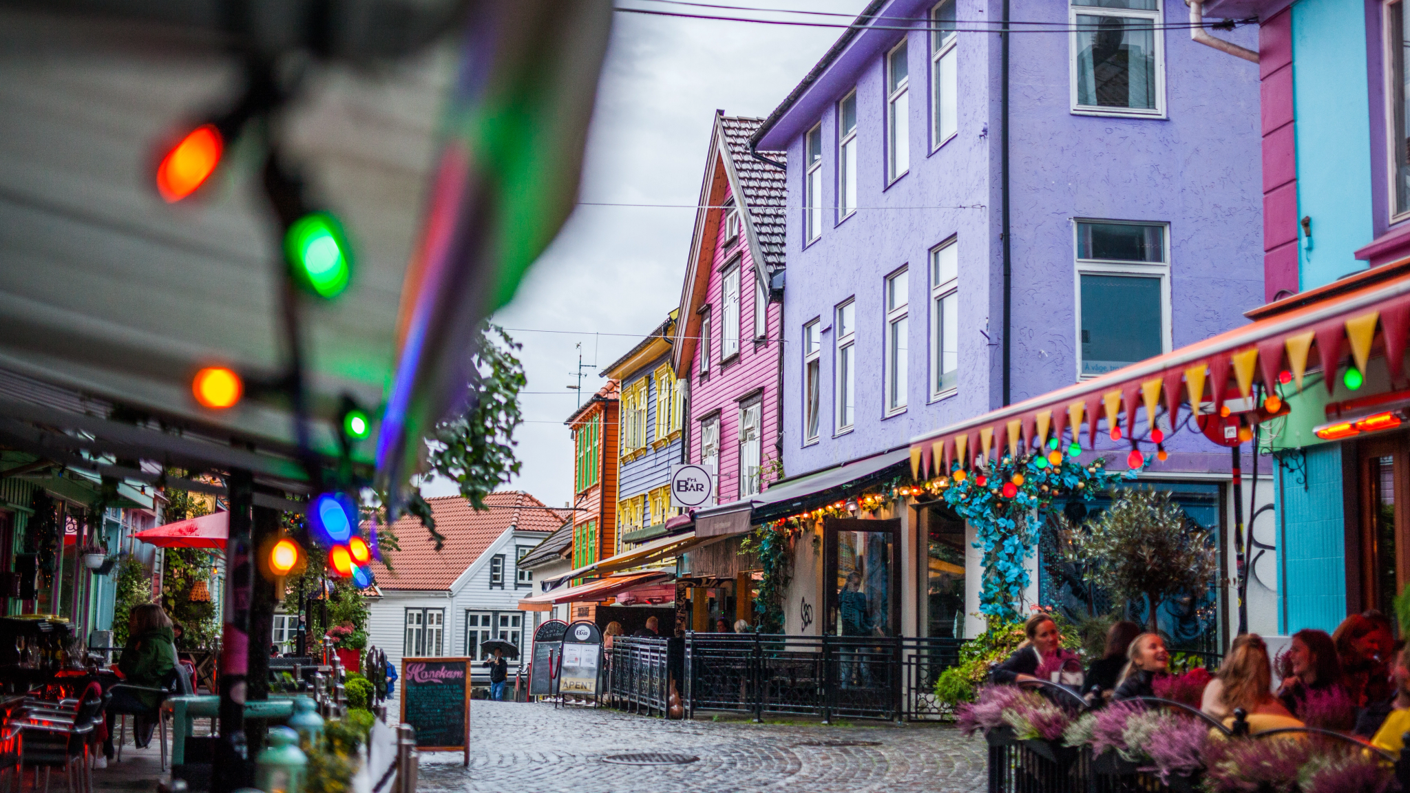 The colorful street, Fargegaten, in Stavanger, Norway