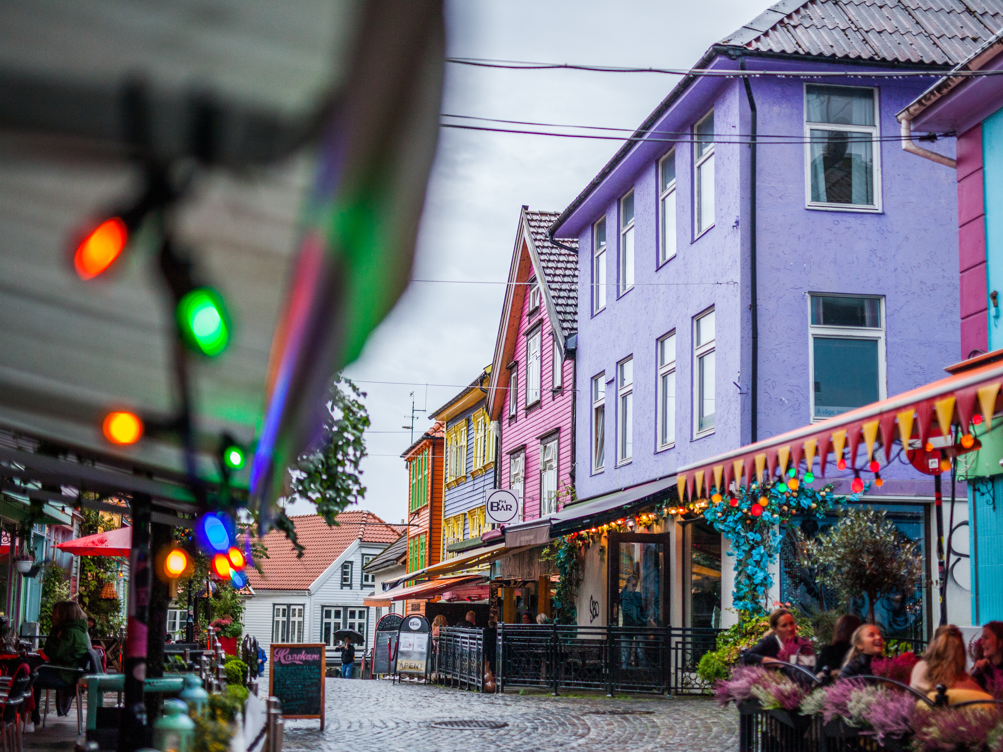 The colorful street, Fargegaten, in Stavanger, Norway