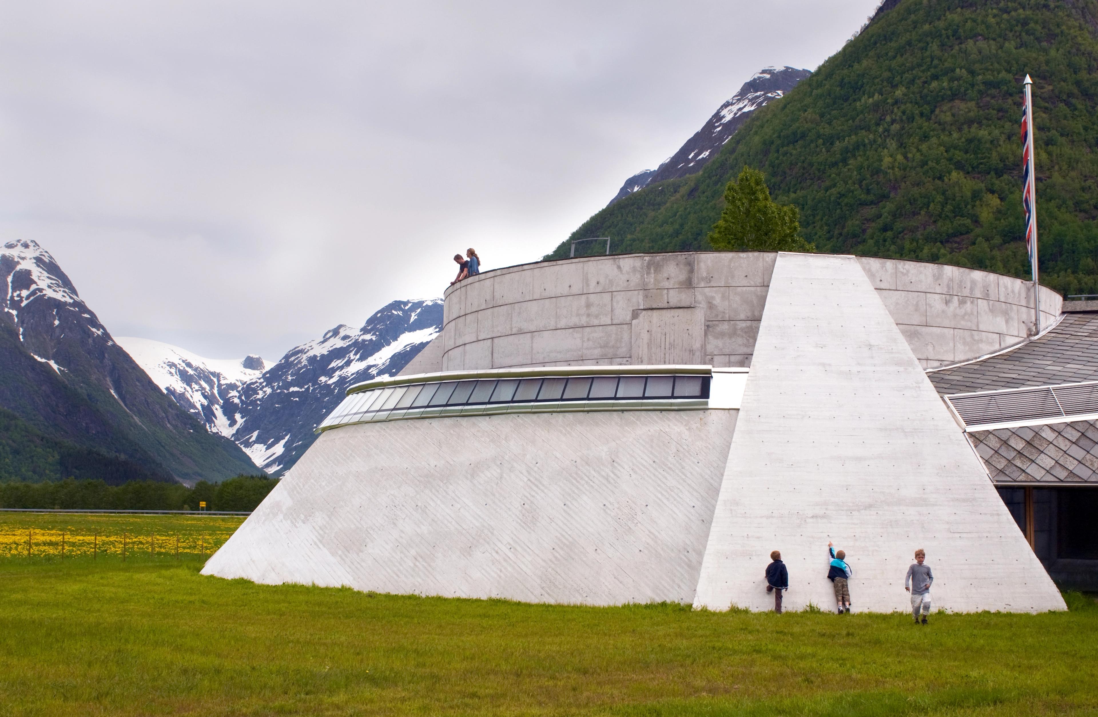 View on the The Norwegian Glacier Museum in Fjærland, Fjord Norway