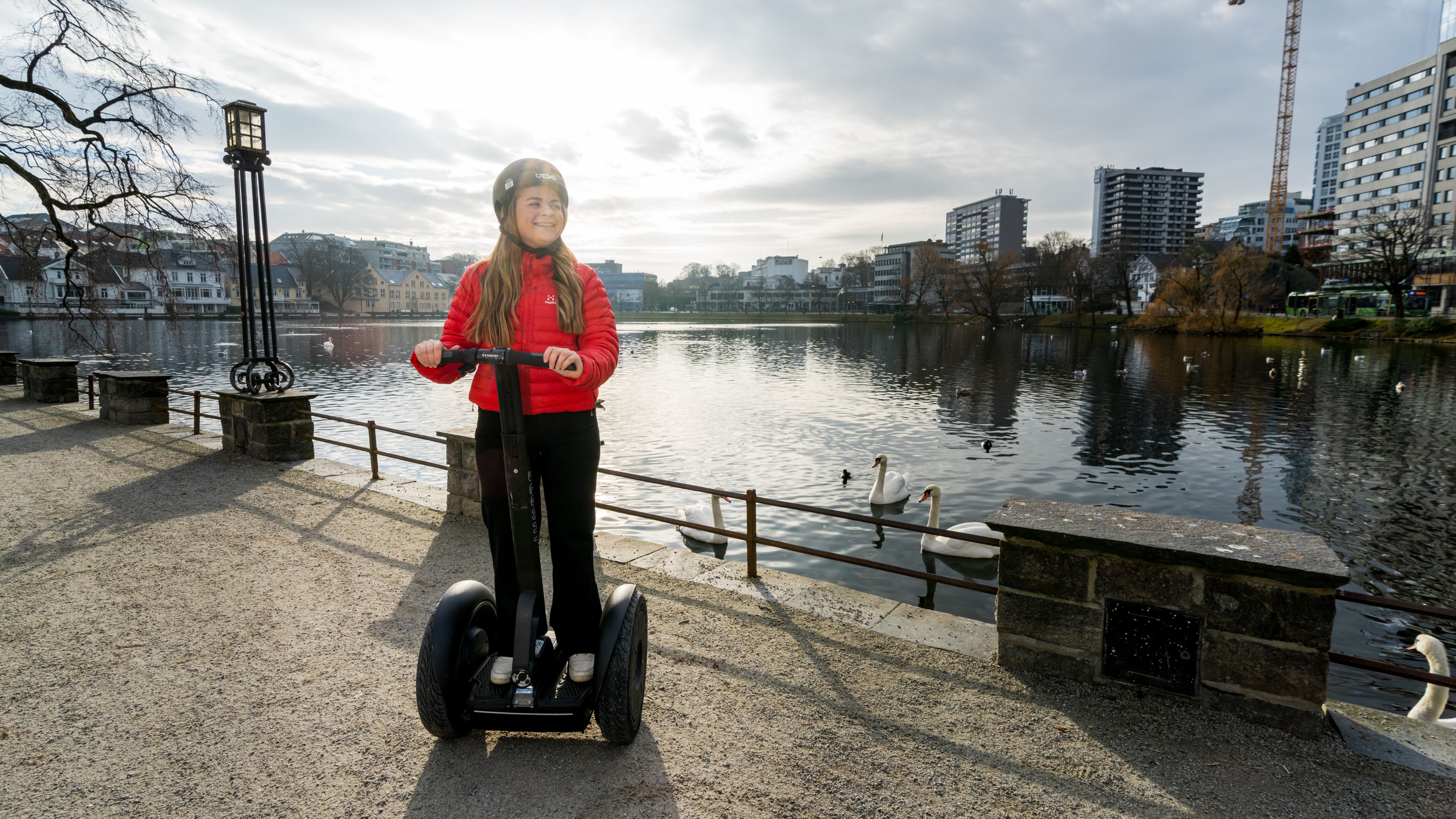 A tourist on a segway in Stavanger city