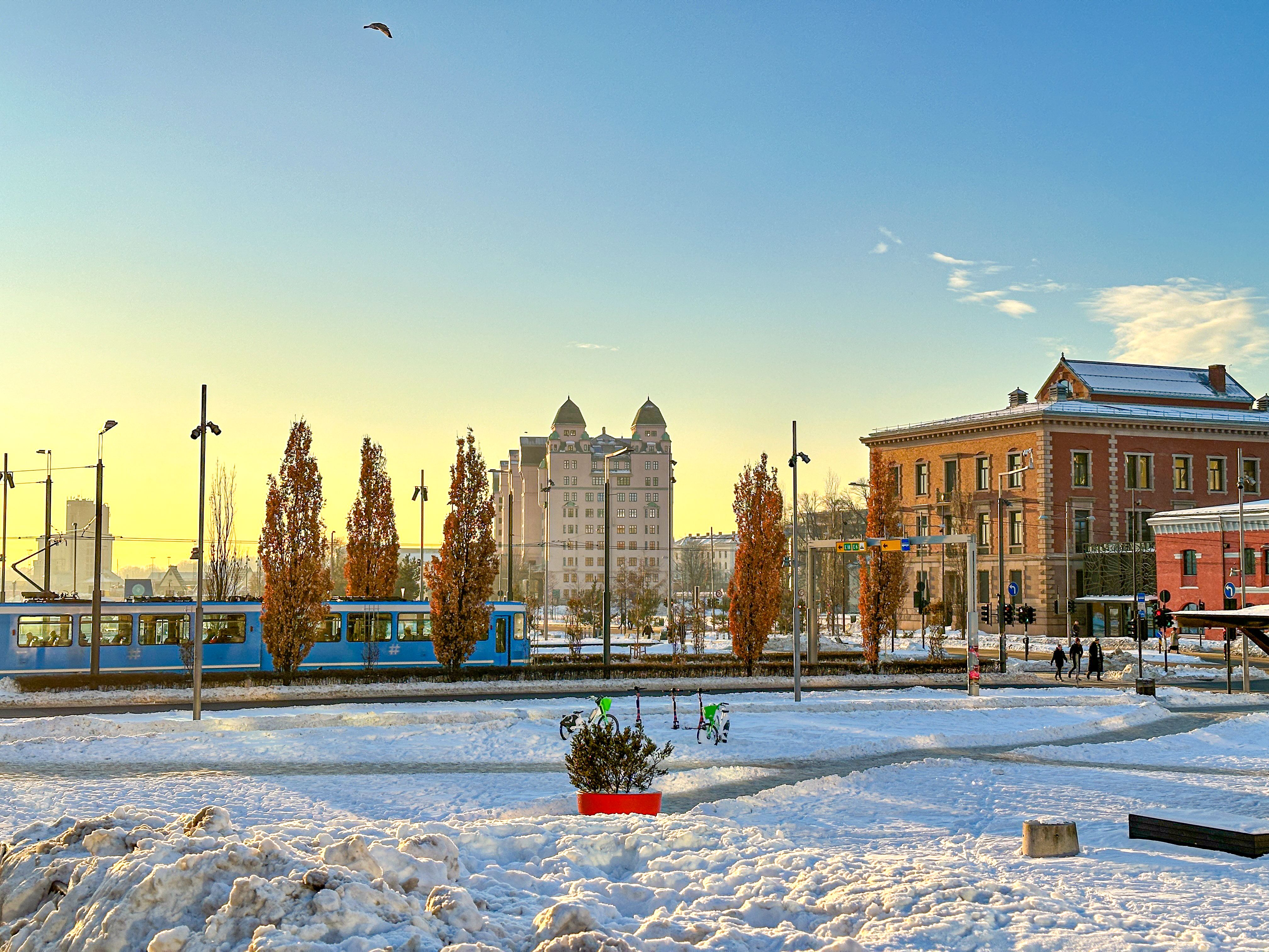 Oslo city centre in winter