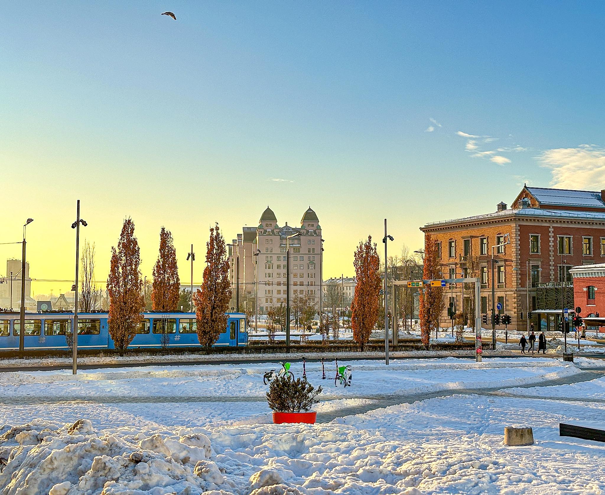 Oslo city centre in winter