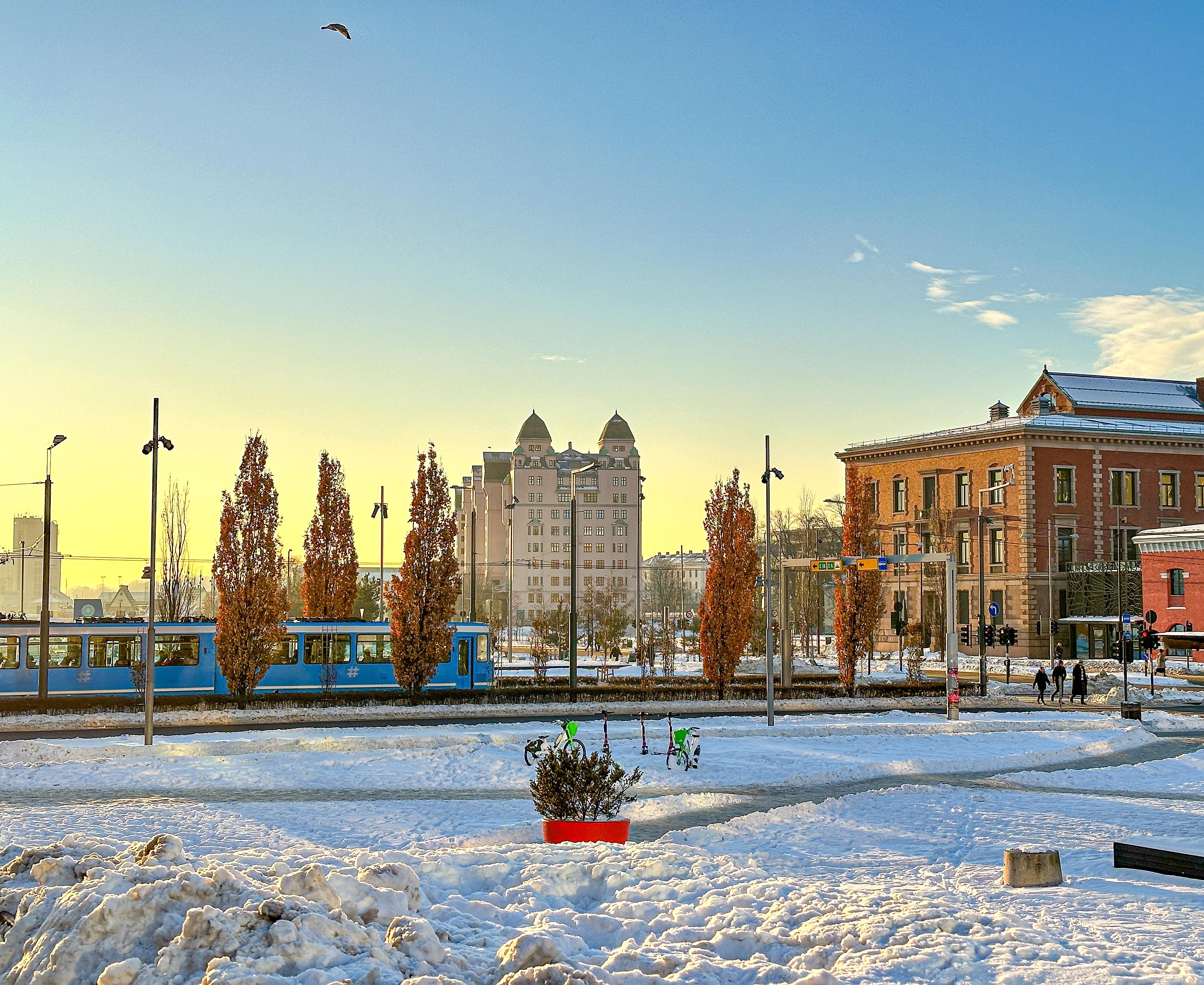 Oslo city centre in winter