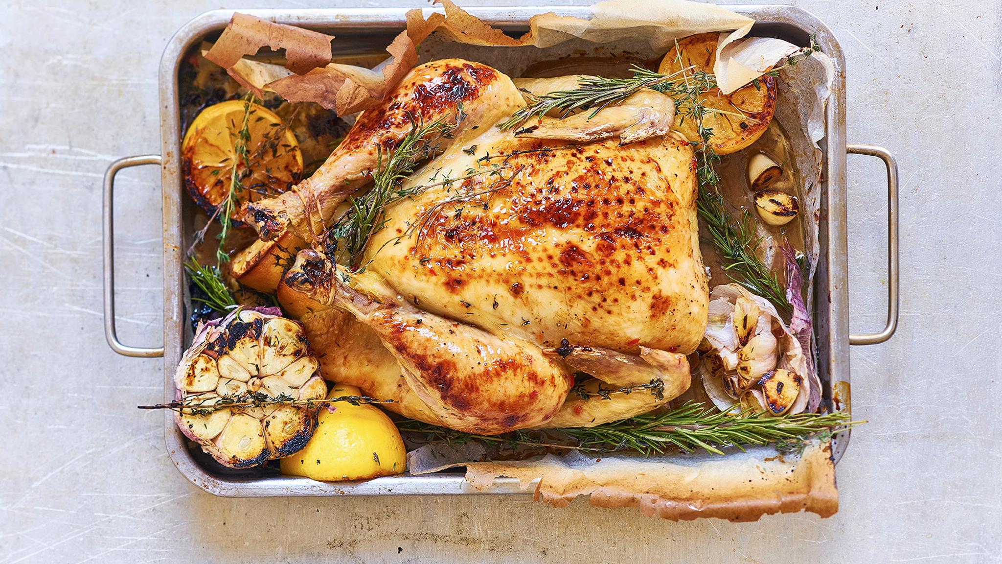 Chicken dinner from the Hovelsrud farm, Eastern Norway.