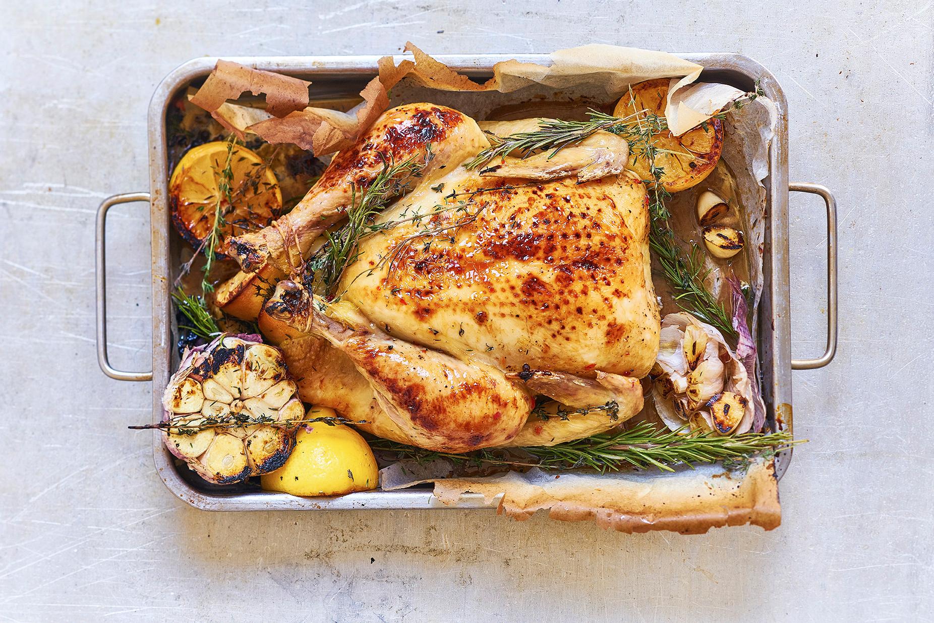 Chicken dinner from the Hovelsrud farm, Eastern Norway.