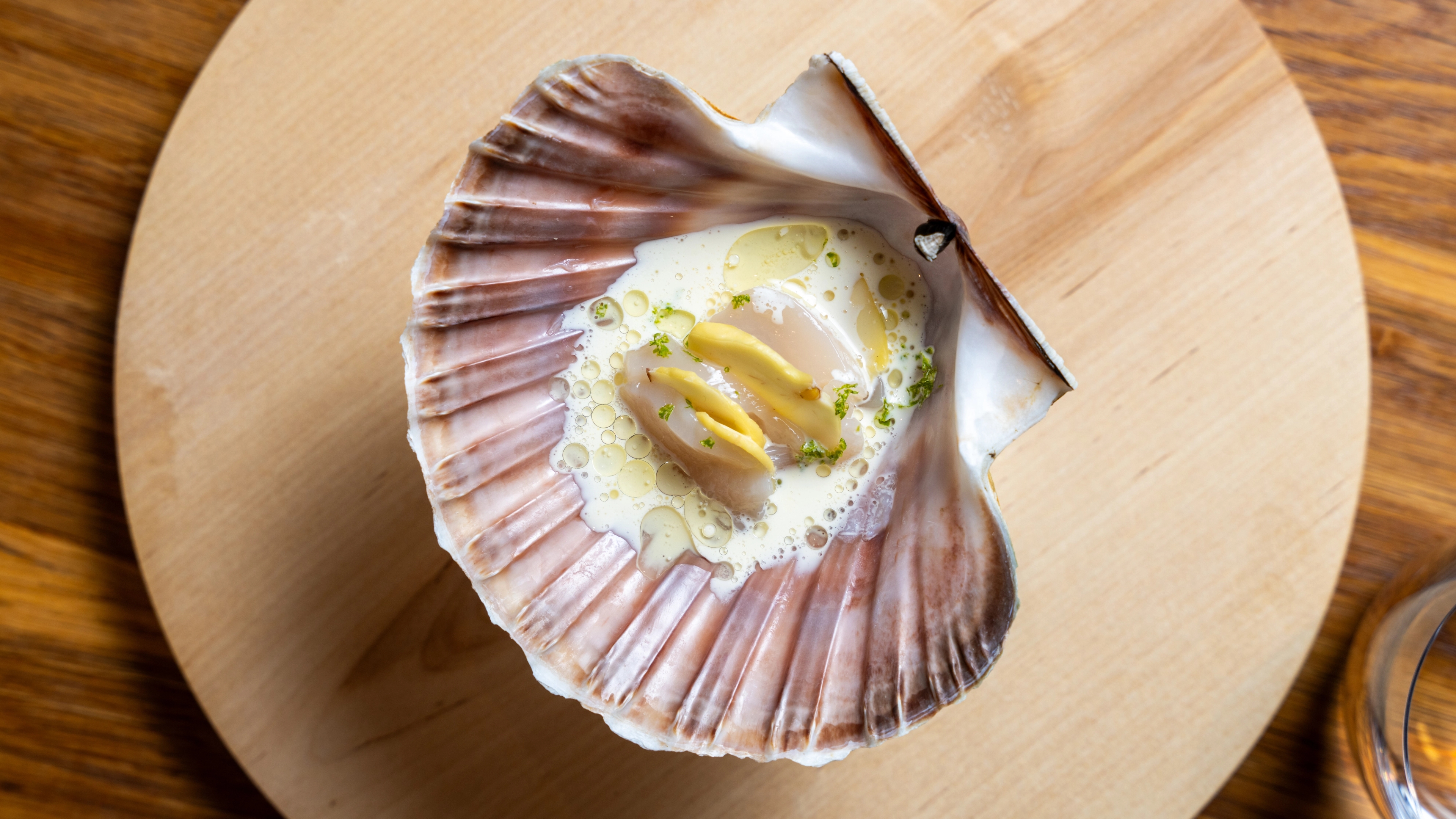 Scallop and chestnut served at the Credo restaurant at The National Library in Oslo