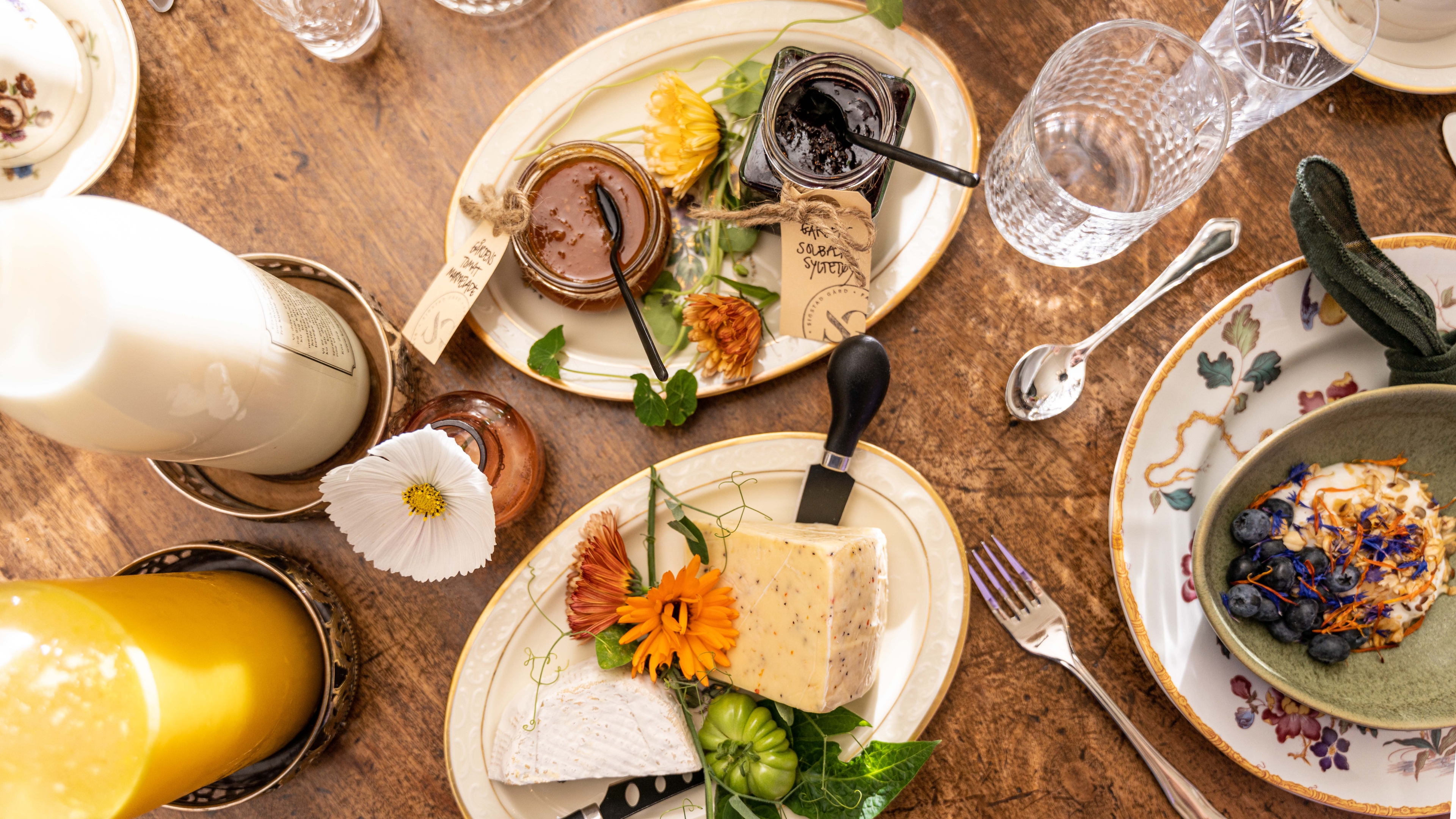 Breakfast at Sigstad farm at Biri, Eastern Norway.