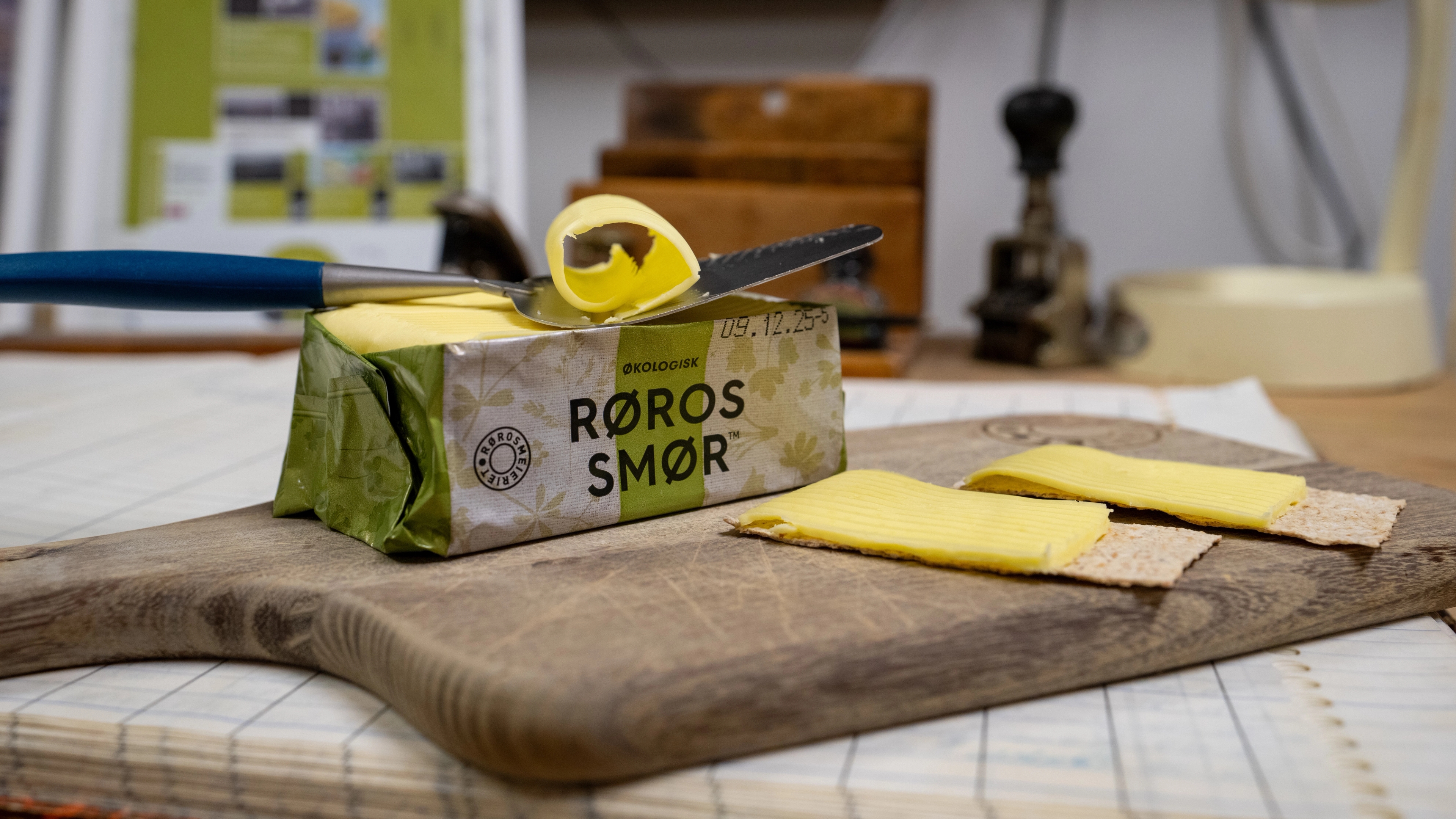 Slices of butter on flat breads