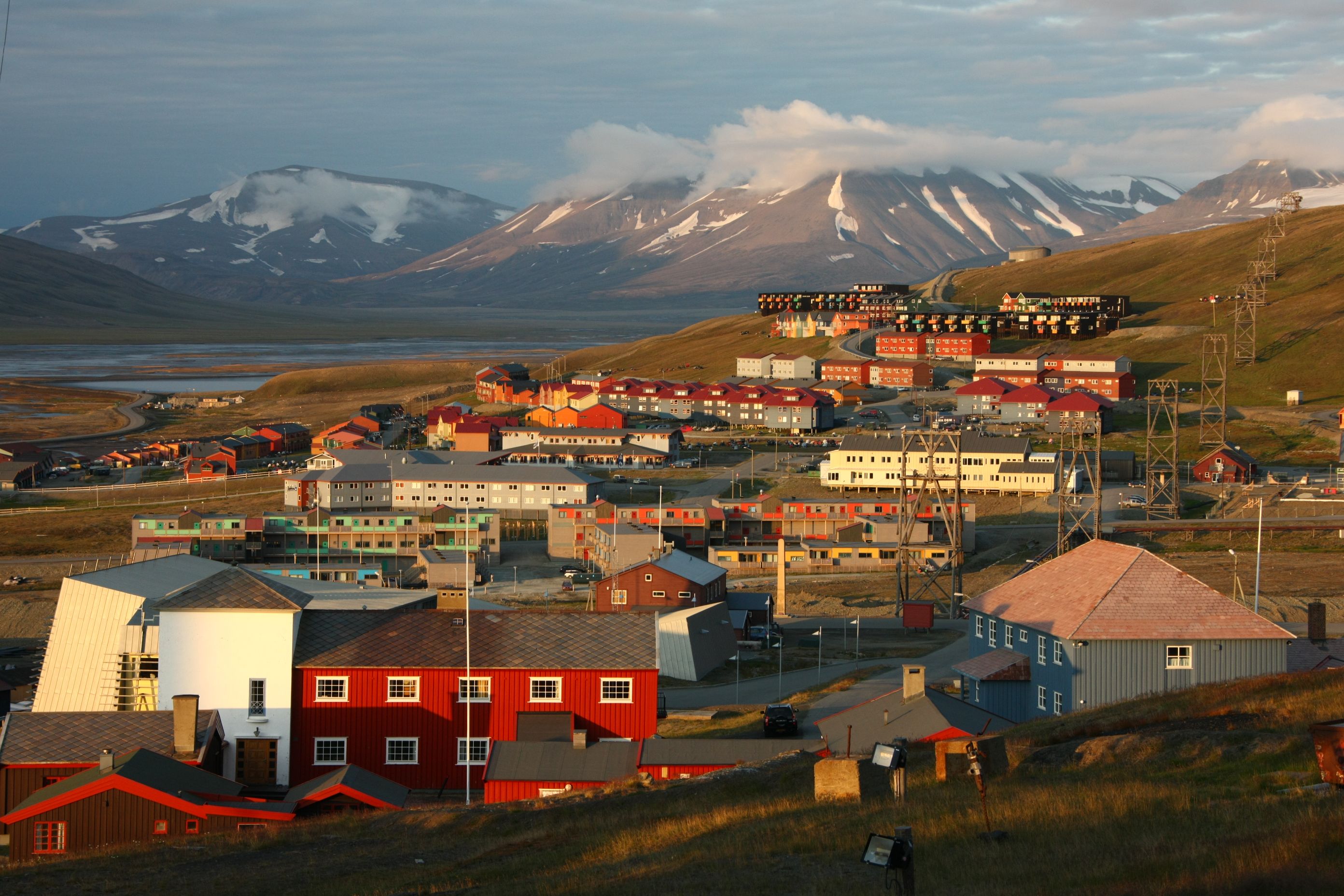 Colorful houses in the city of Longyearbyen, Svalbard, Northern Norway