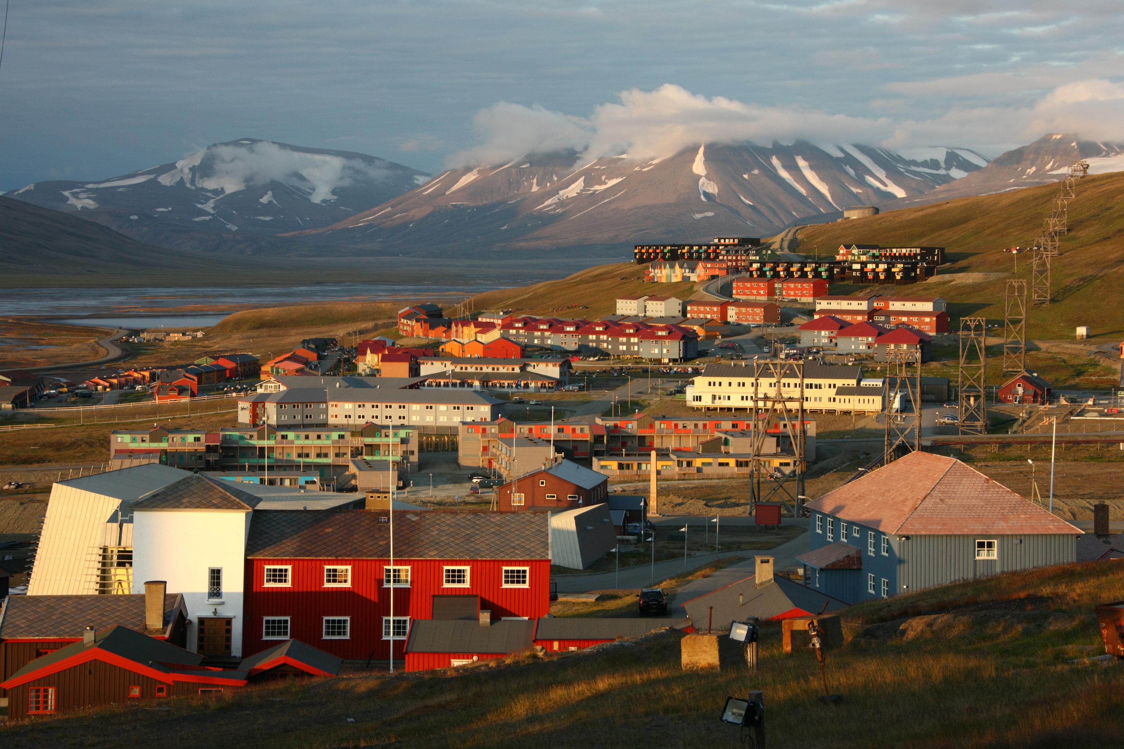 Colorful houses in the city of Longyearbyen, Svalbard, Northern Norway