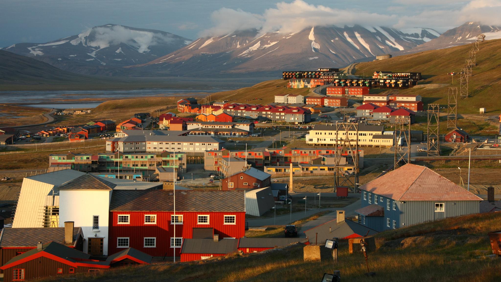 Colorful houses in the city of Longyearbyen, Svalbard, Northern Norway