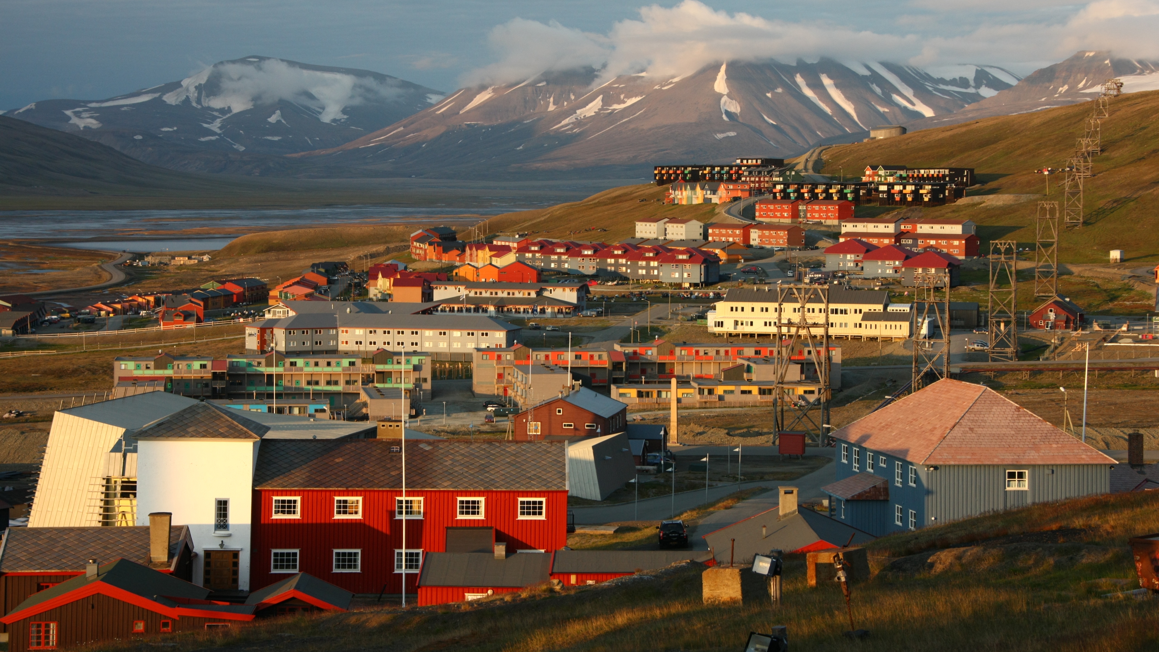 Colorful houses in the city of Longyearbyen, Svalbard, Northern Norway