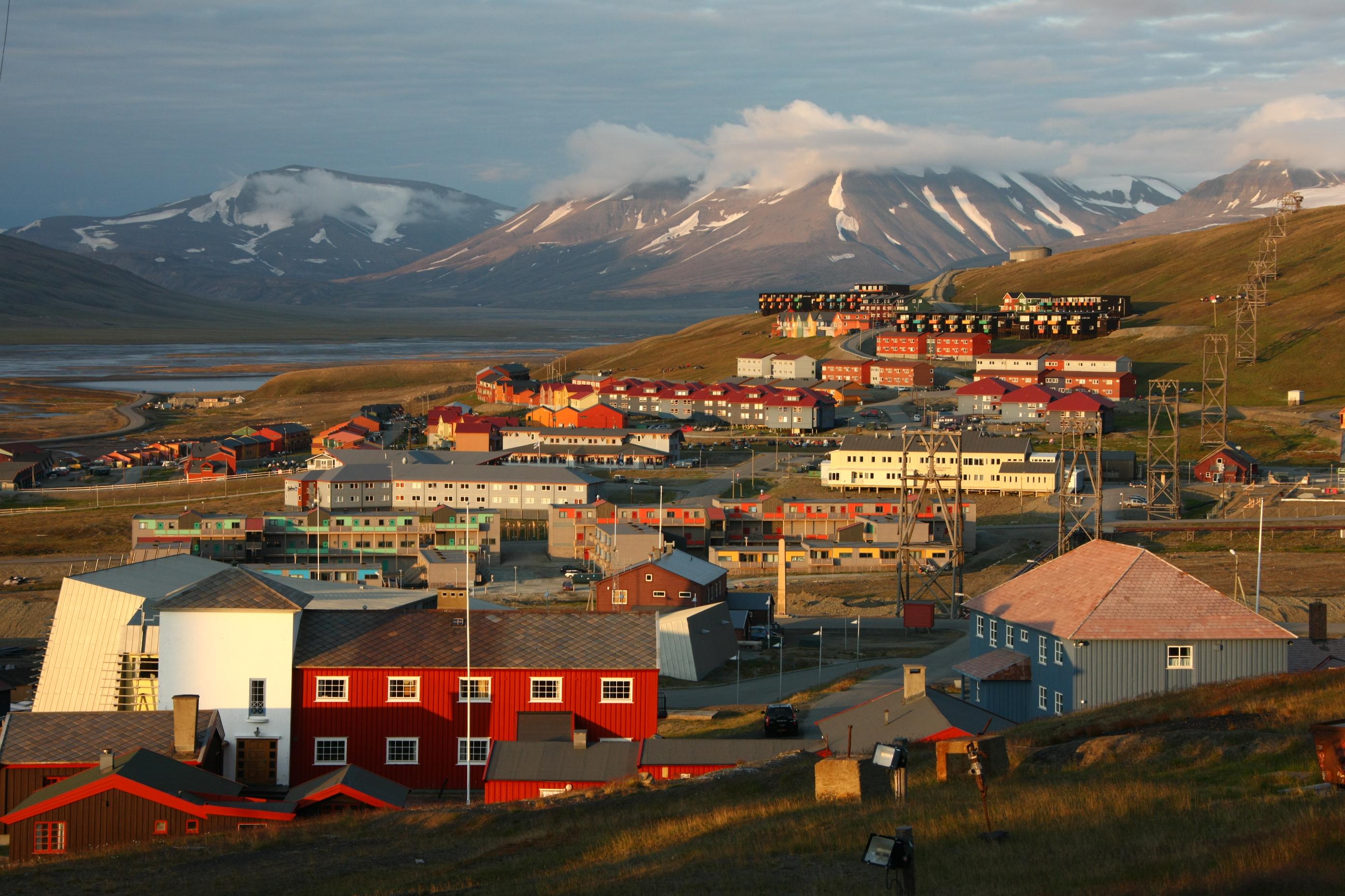 Colorful houses in the city of Longyearbyen, Svalbard, Northern Norway