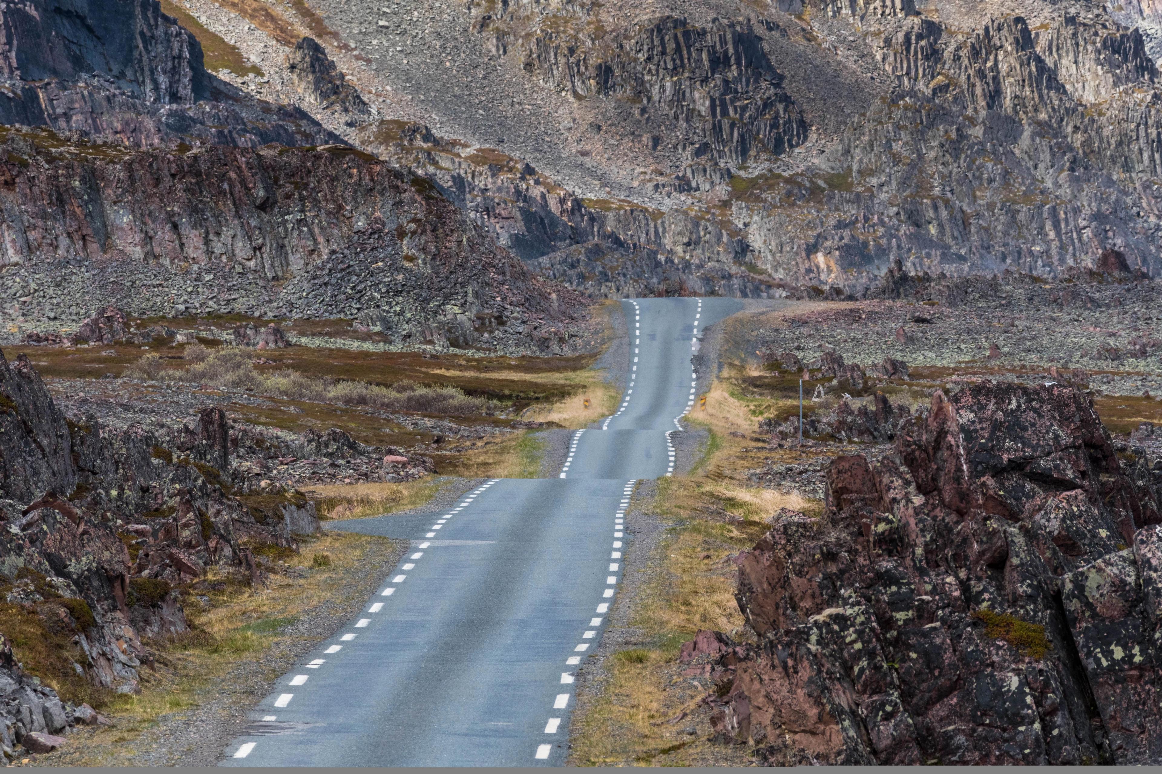 The road along National Scenic Route Varanger, Norway.