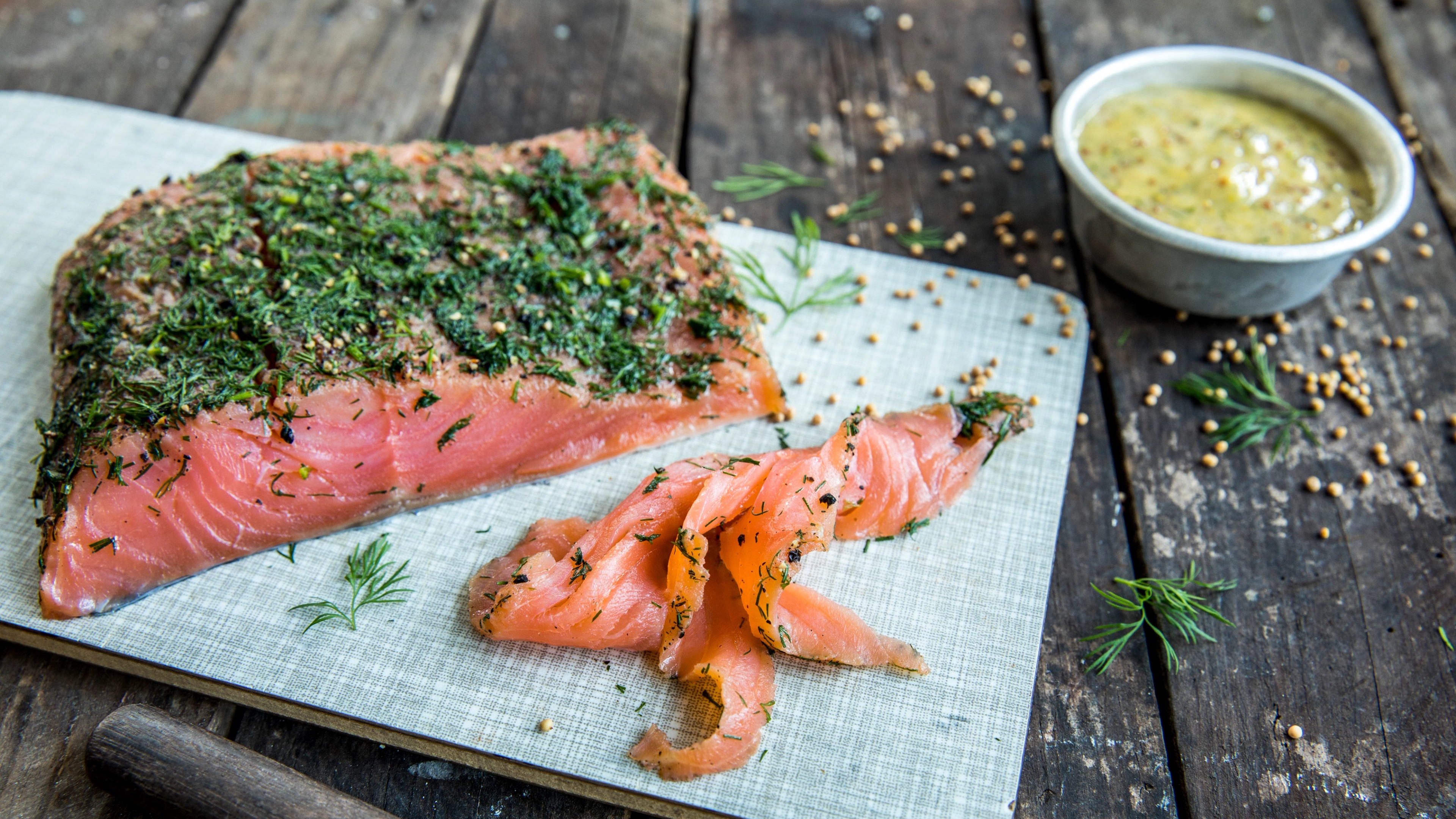 A plate with Norwegian gravlaks, cured salmon