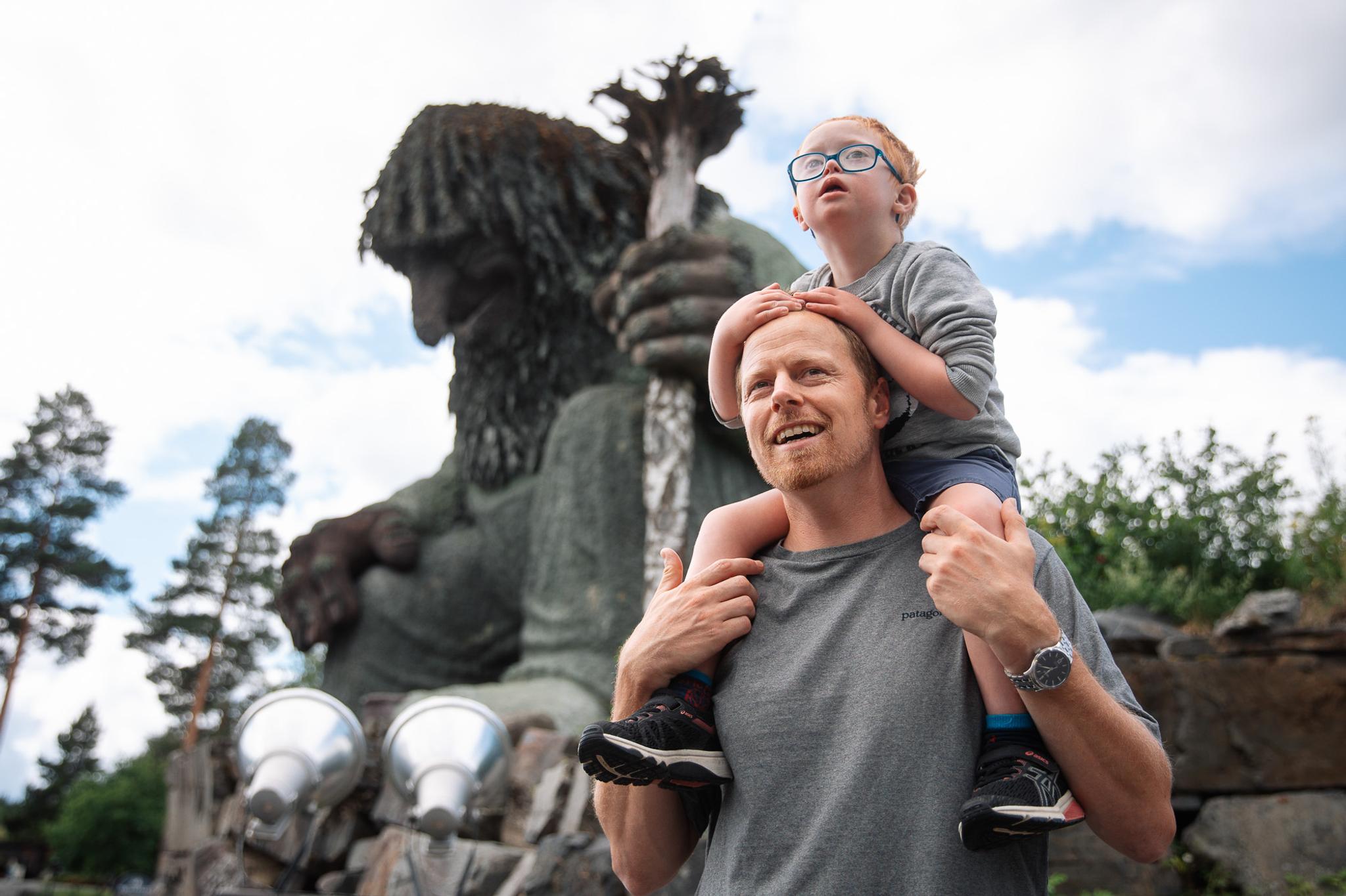 Family in Hunderfossen adventure park, Eastern Norway