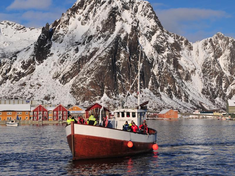 A fishing boat participating in The world cod fishing championship in Lofoten i Northern Norway