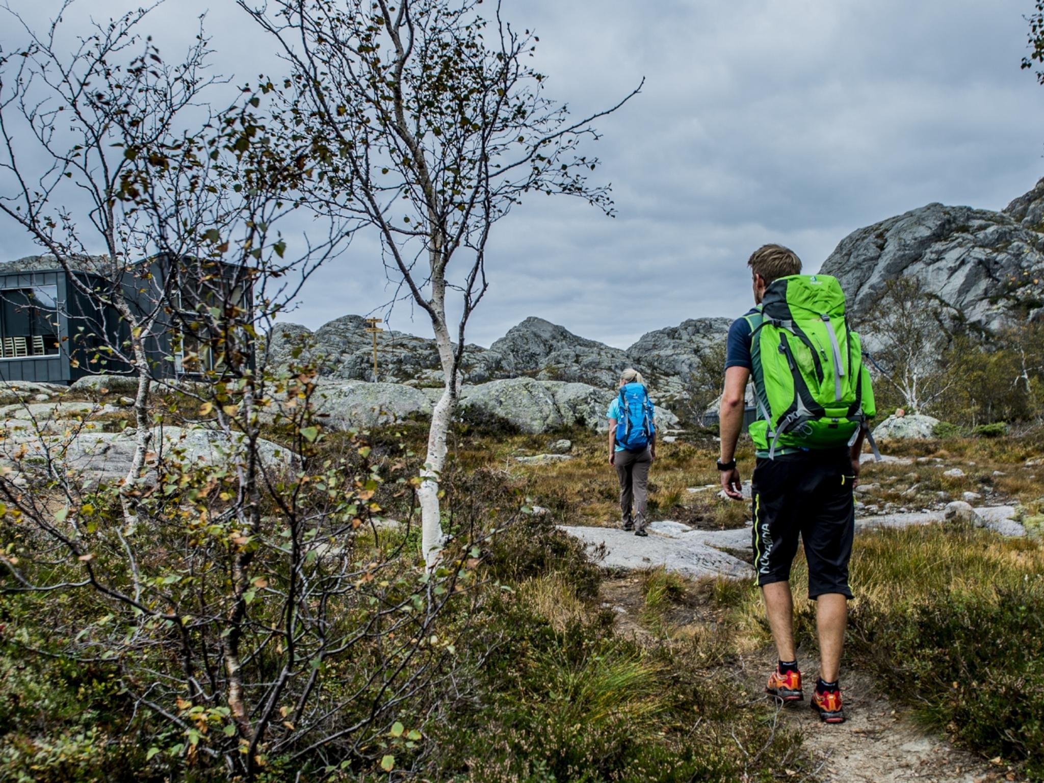 Hiking to the DNT cabin Skåpet in Ryfylke, Fjord Norway
