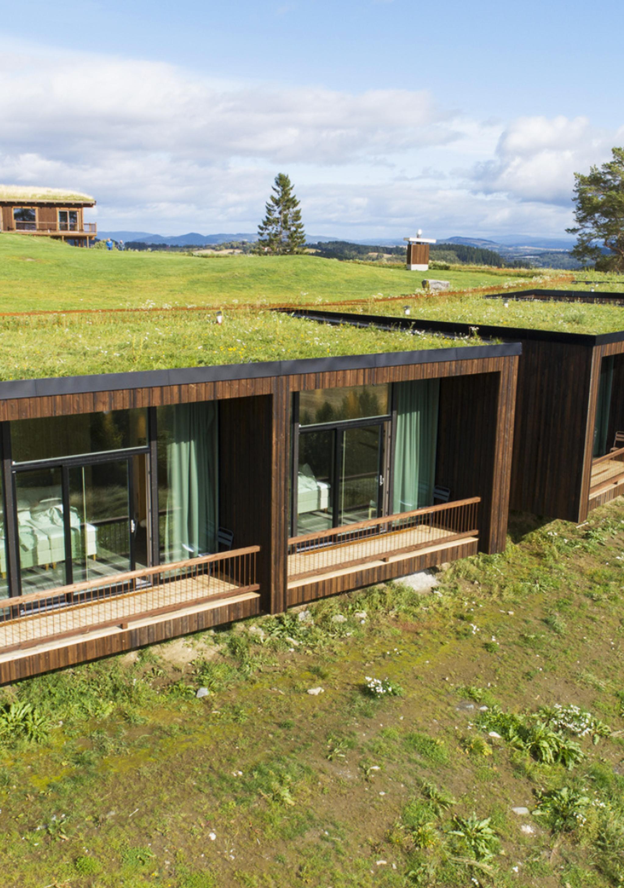 Exterior of the Øyna Kulturlandskapshotell (cultural landscape hotel) at Inderøy