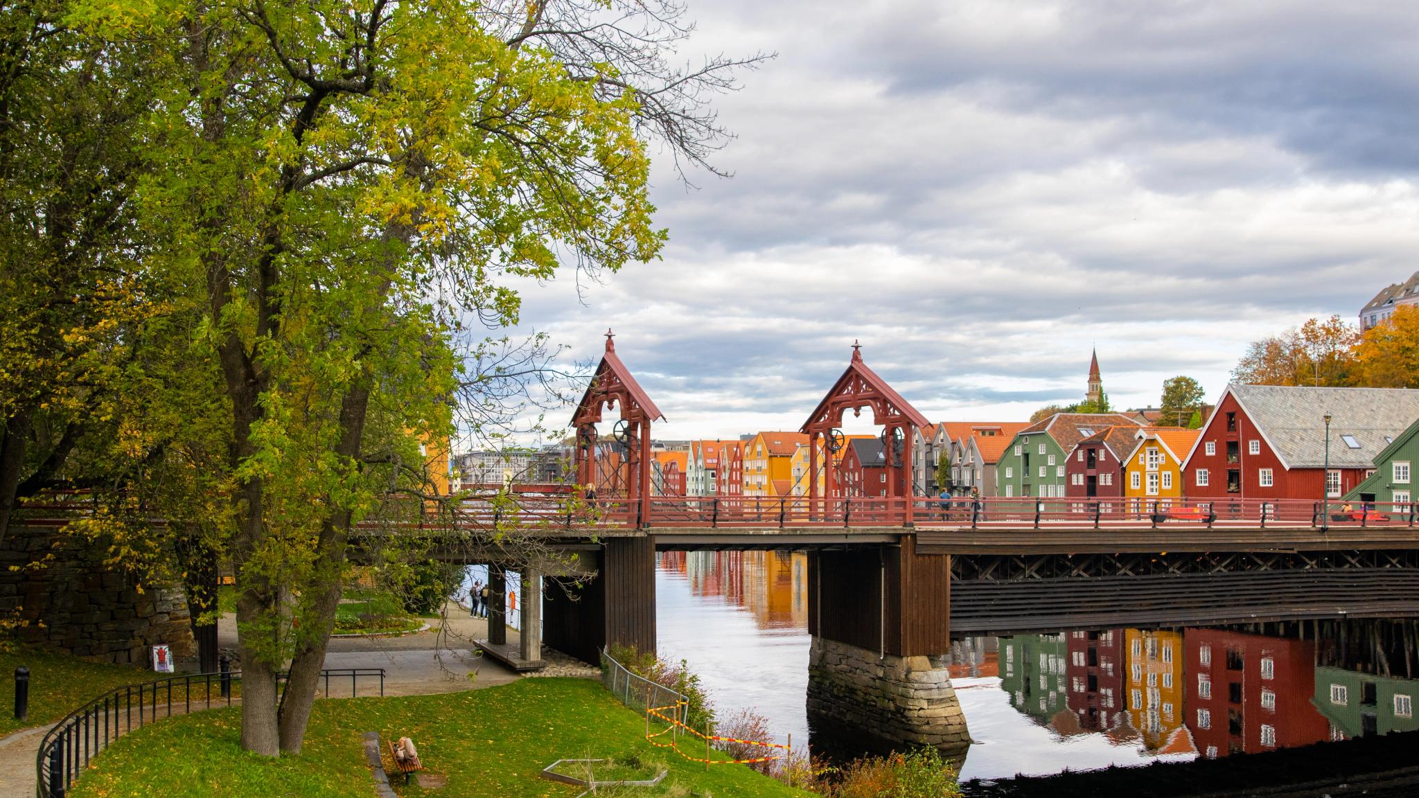 View of Nidelven river seen from Streif Bakery and Café