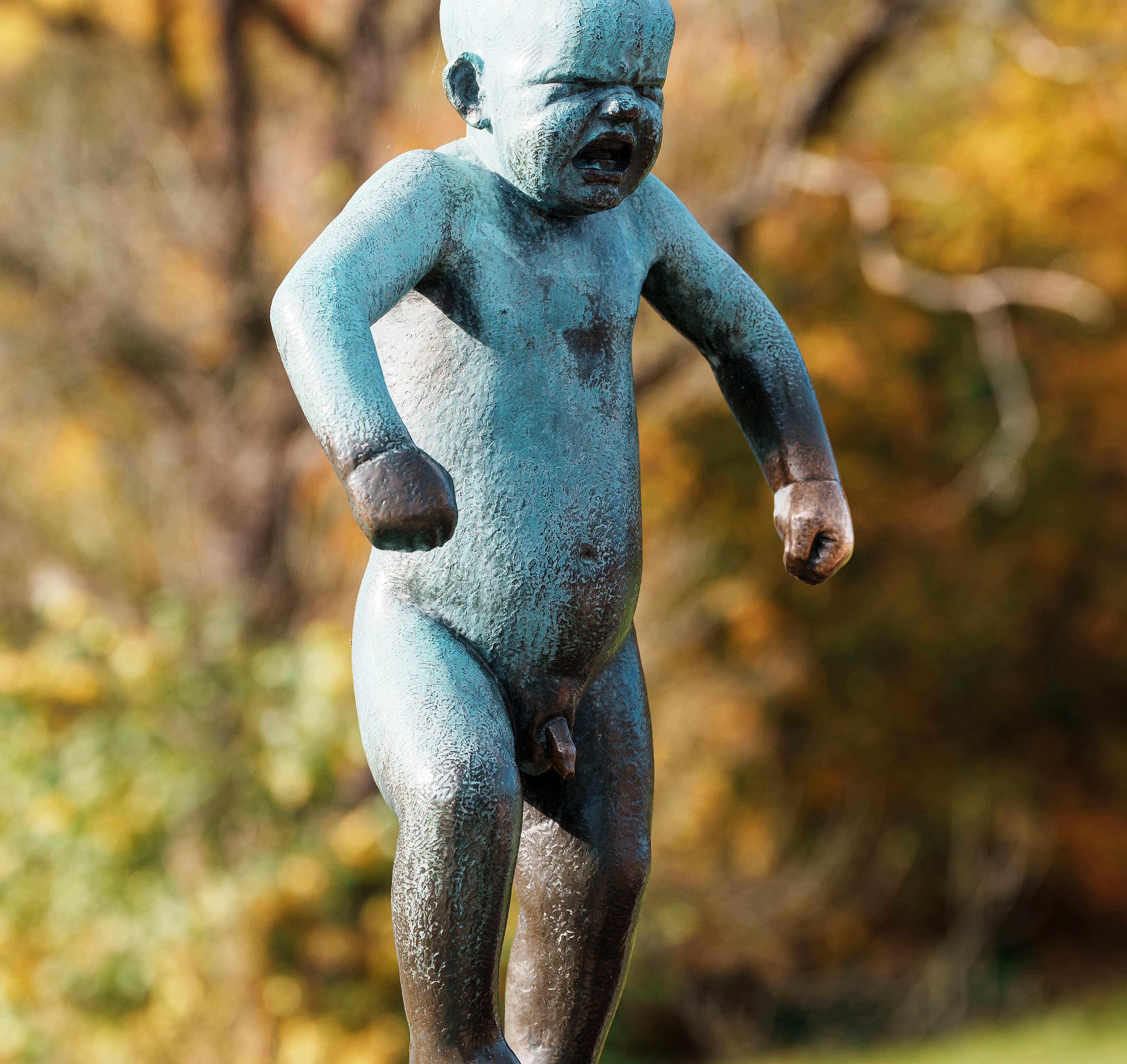 The sculpture Sinnataggen, "The angry boy" in Vigelandsparken, Oslo