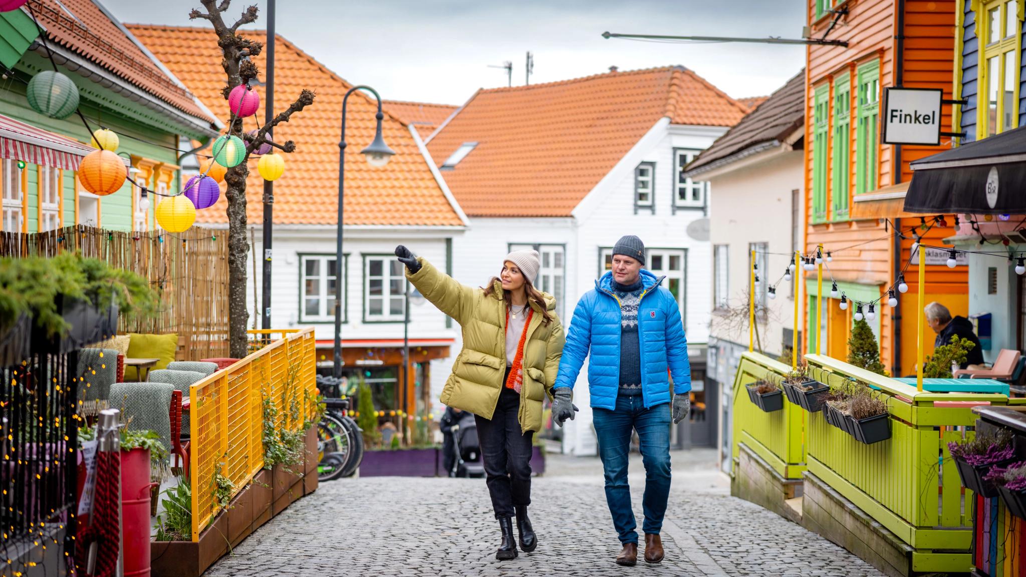 Walking in Fargegata in Stavanger