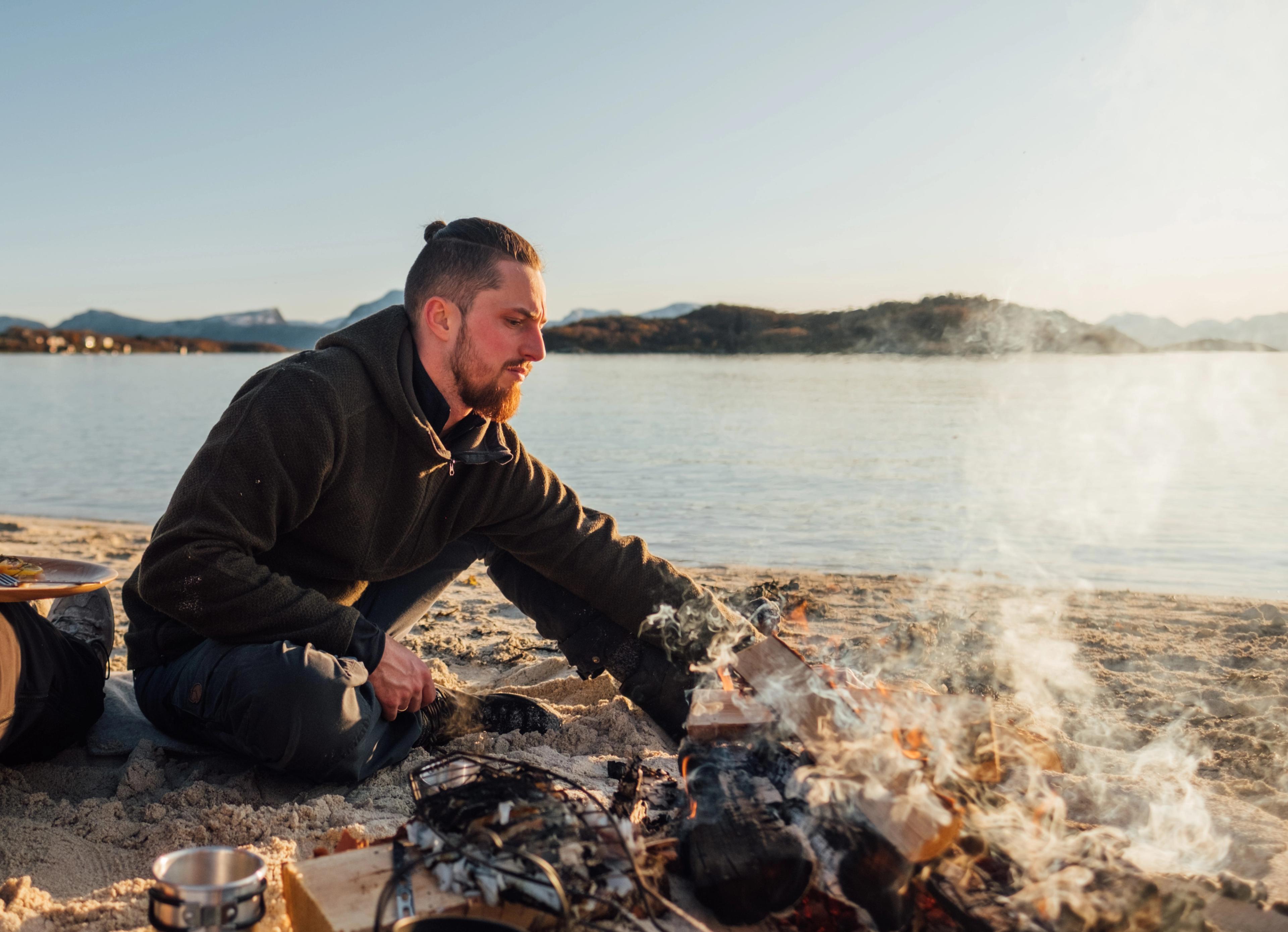 Hannes Lerke on a beach in Harstad, Northern Norway