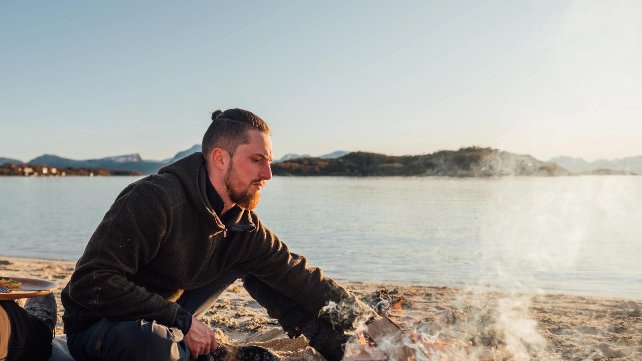 Hannes Lerke on a beach in Harstad, Northern Norway