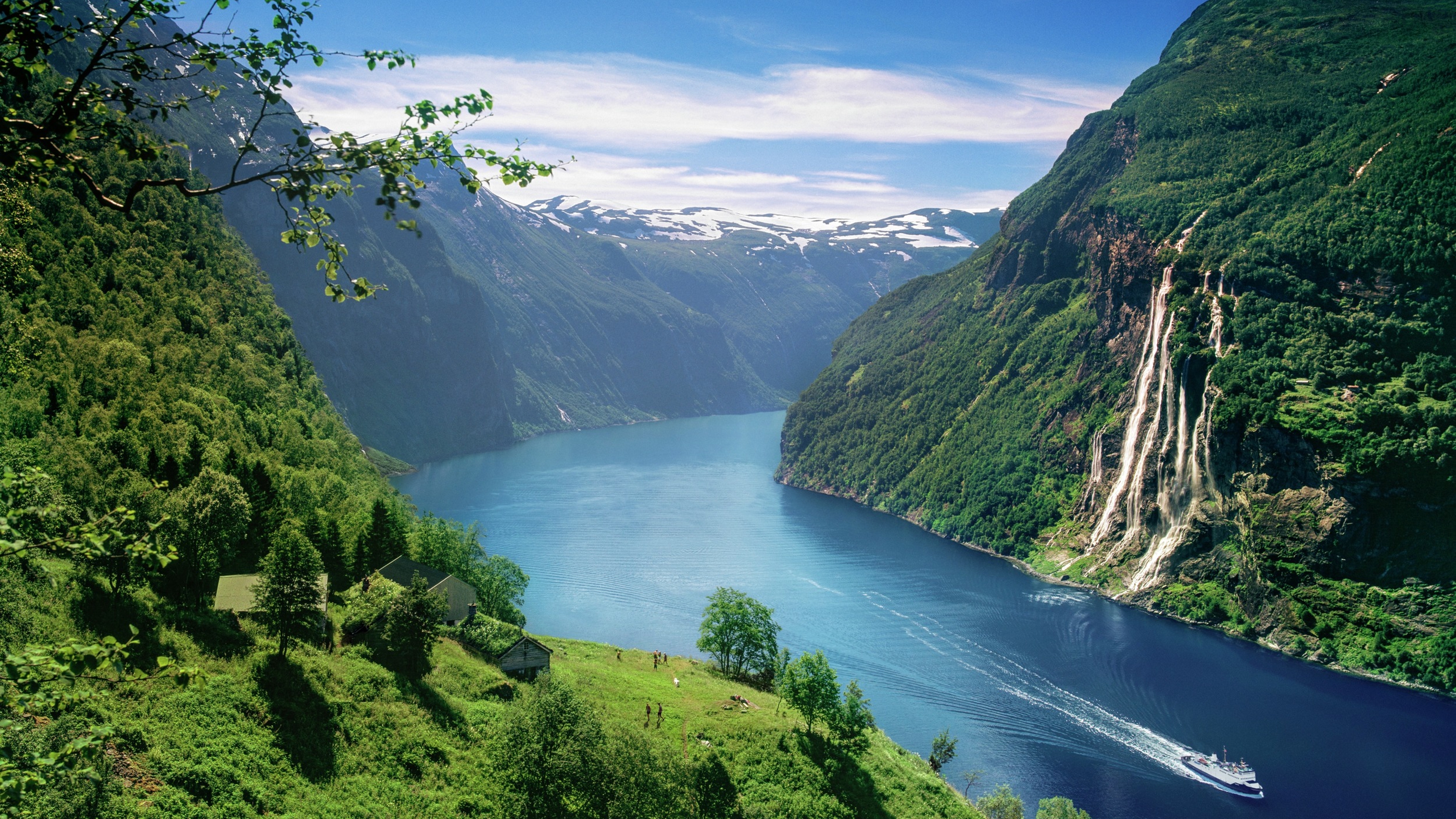 The Seven Sisters waterfall and a view of the Geiranger from above in Fjord Norway