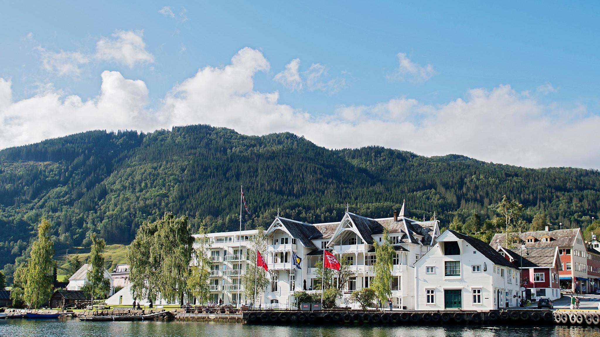 Wooden houses by the water in Norheimsund