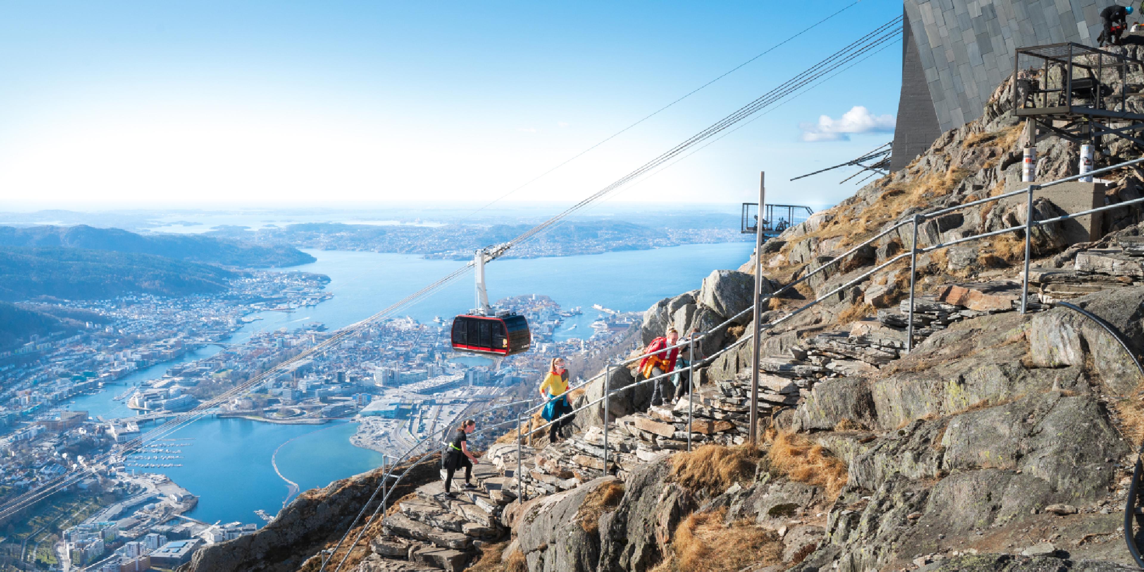 People hiking Oppstemten to Mount Ulriken in Bergen