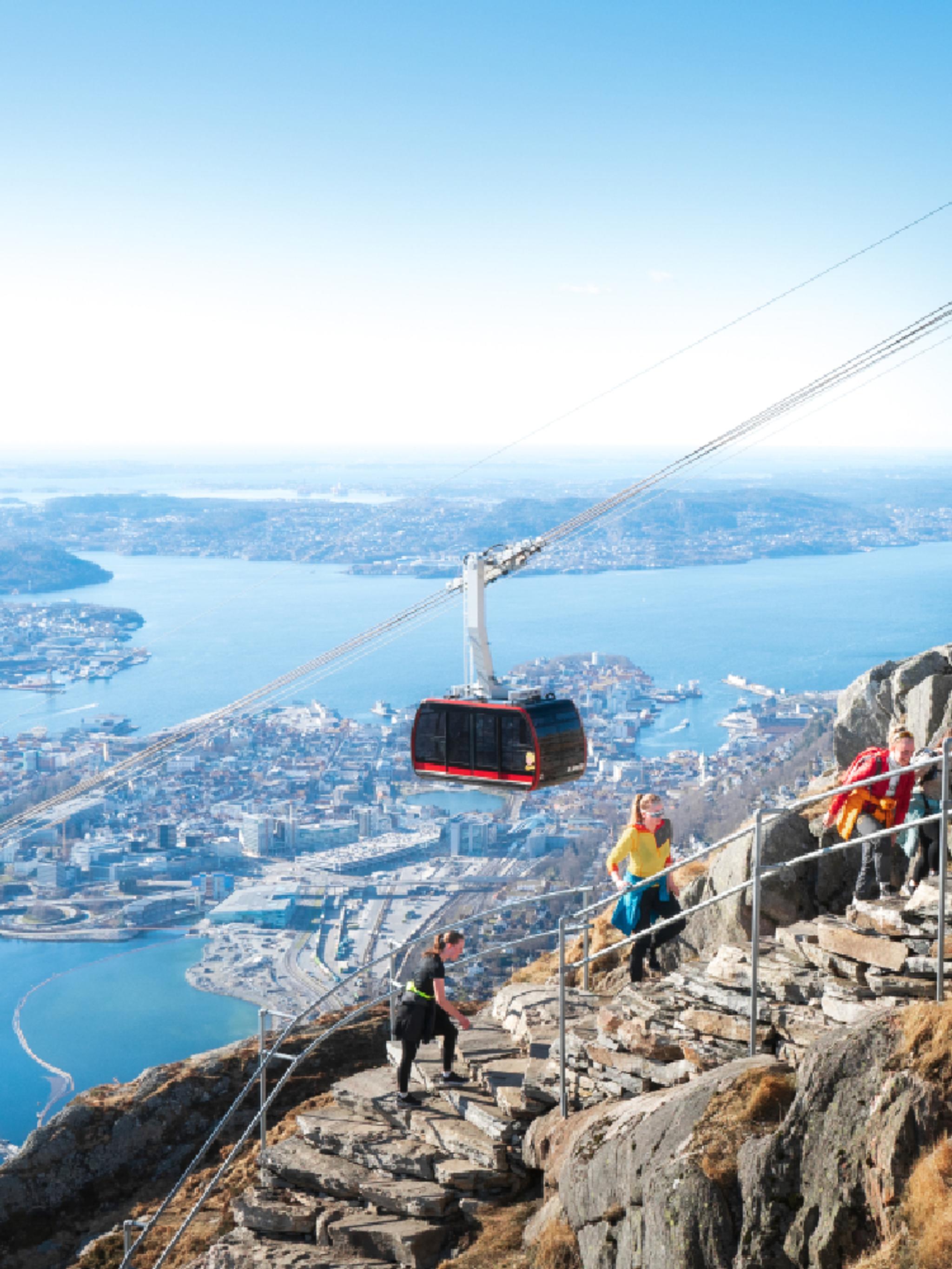 People hiking Oppstemten to Mount Ulriken in Bergen