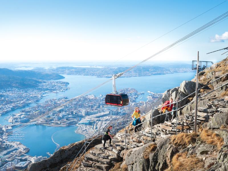 People hiking Oppstemten to Mount Ulriken in Bergen
