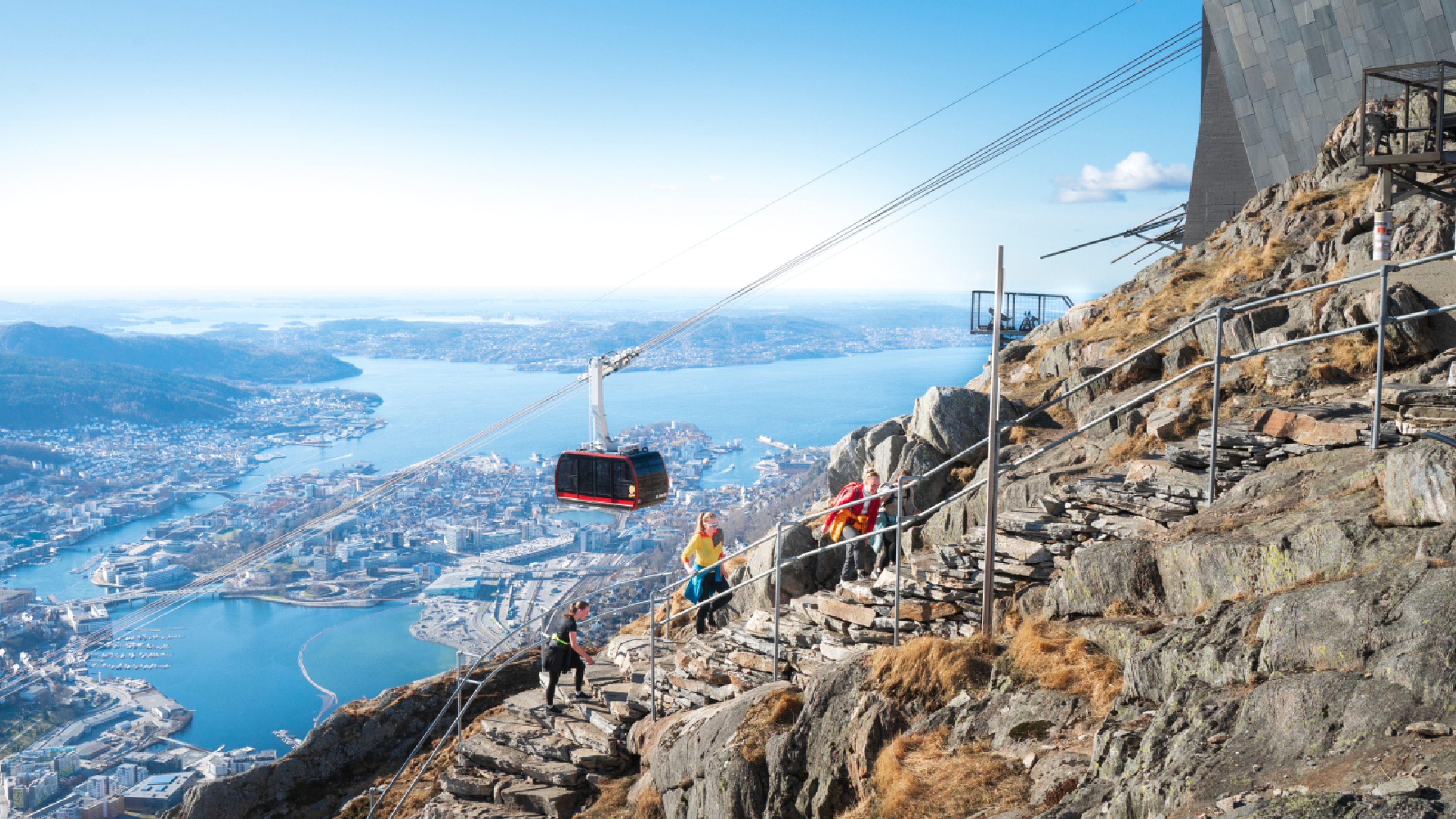 People hiking Oppstemten to Mount Ulriken in Bergen