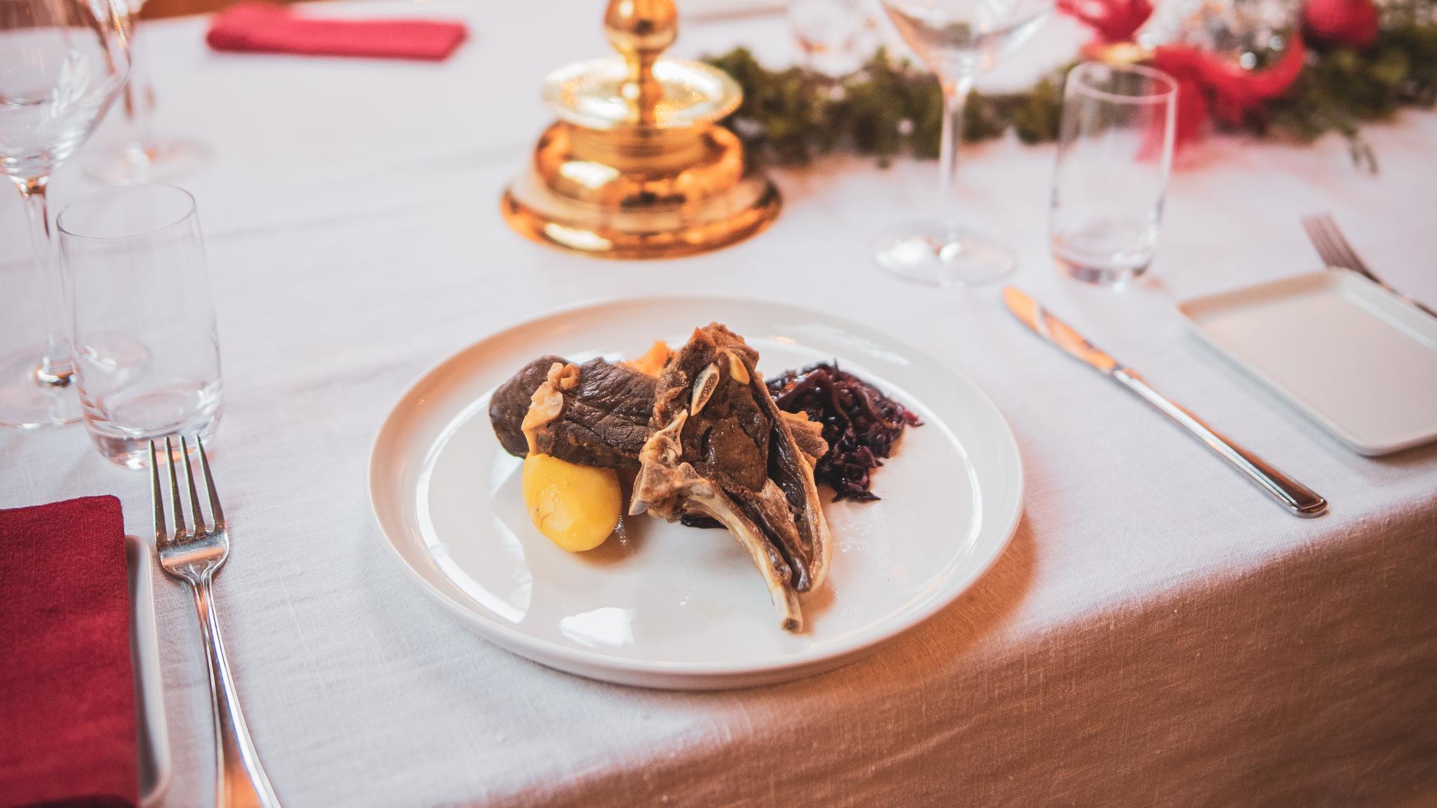 Norwegian pinnekjøtt at Christmas eve