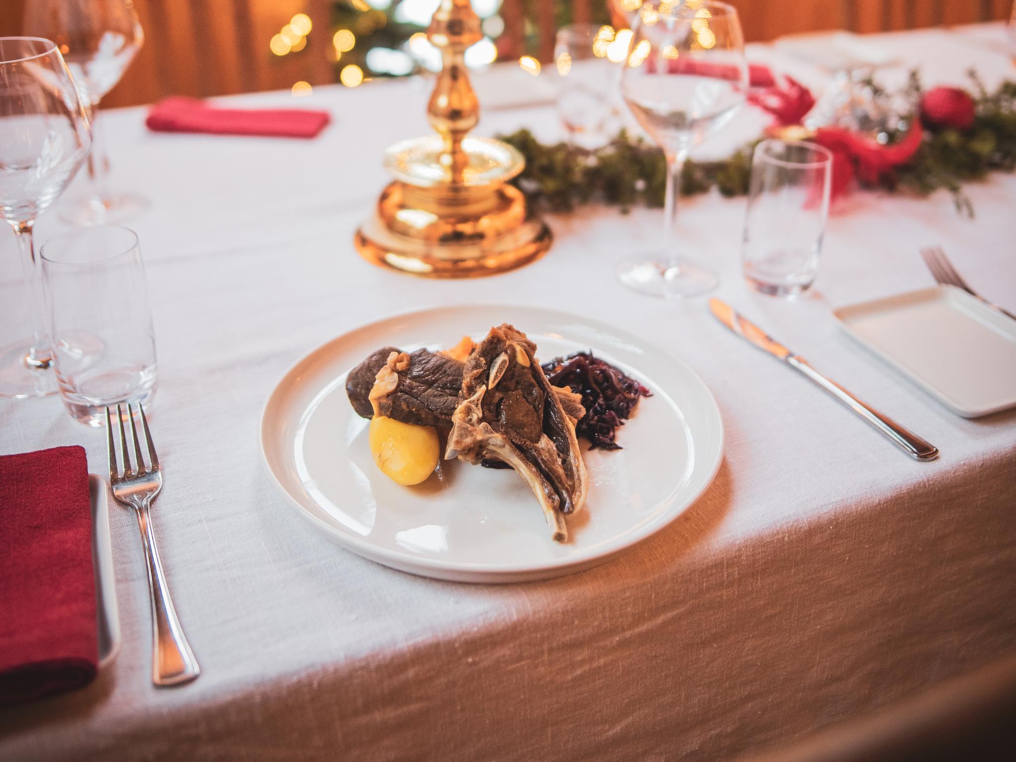 Norwegian pinnekjøtt at Christmas eve
