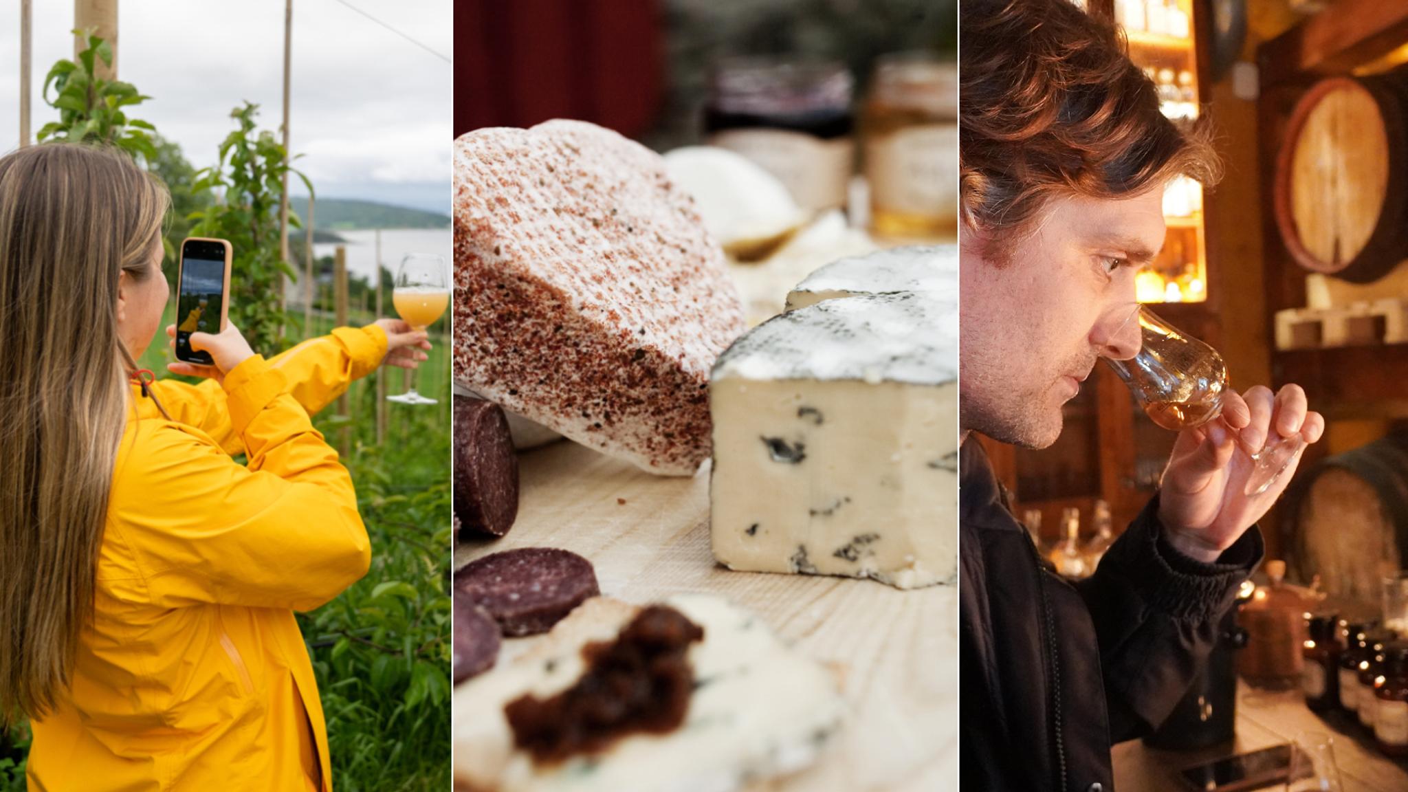 Apple juice from Inderøy Mosteri, award-winning cheeses from Gangstad Gårdsysteri and aquavit from Inderøy Brenneri