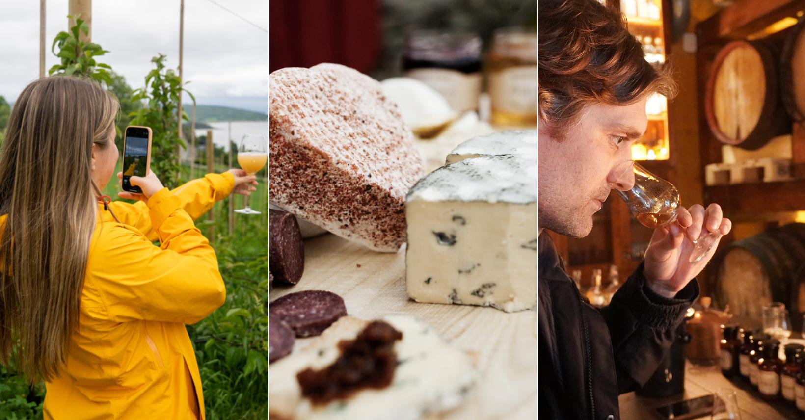 Apple juice from Inderøy Mosteri, award-winning cheeses from Gangstad Gårdsysteri and aquavit from Inderøy Brenneri