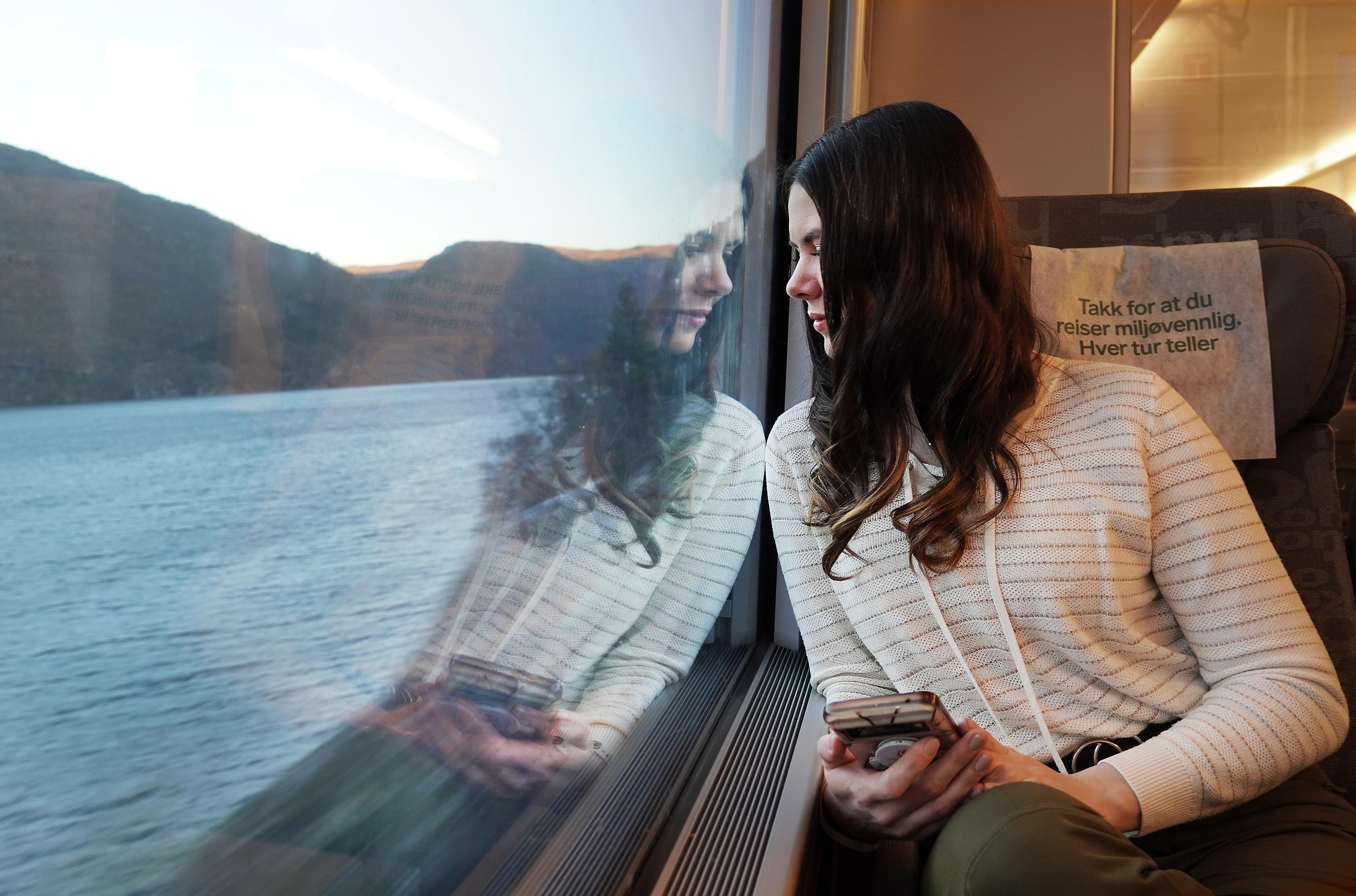 Woman in a train