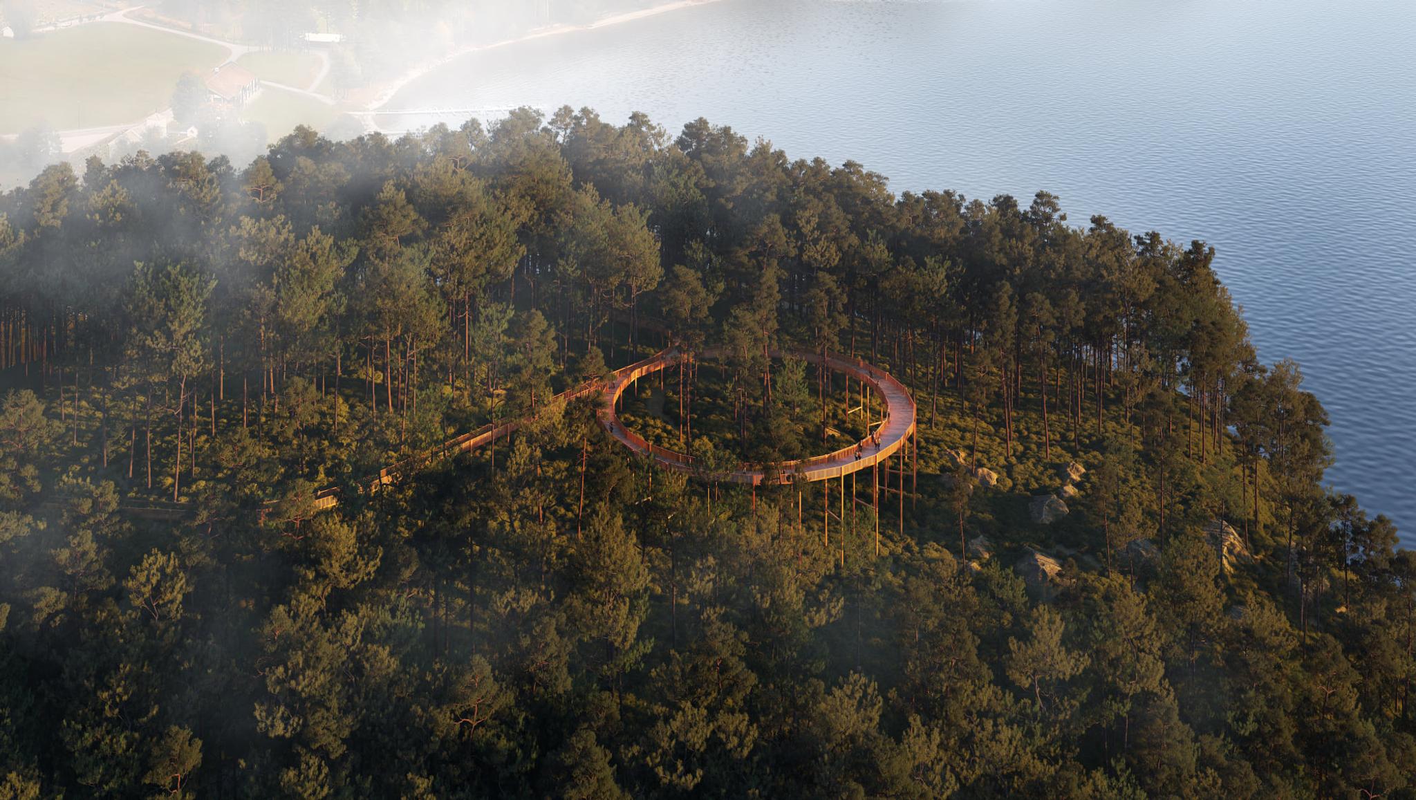 Viewpoint of the Treetop road in Hamaren Activity park in Fyresdal